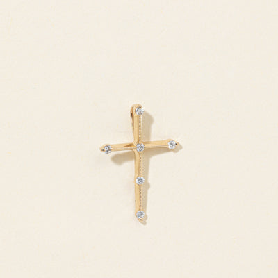 14k Diamond Milgrain Cross Pendant