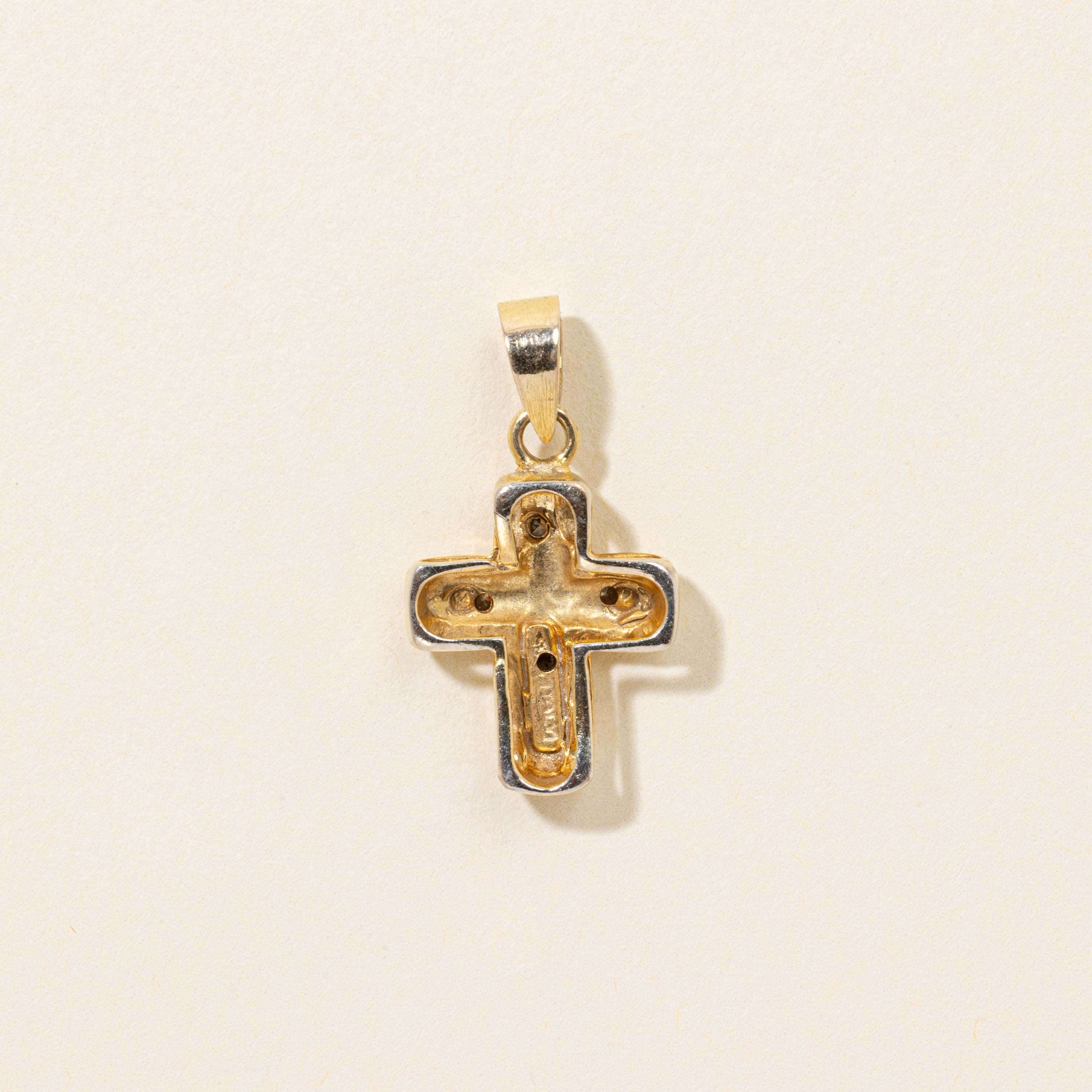 14k Diamond Grooved Cross Pendant