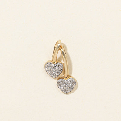10k Diamond Double Heart Pendant