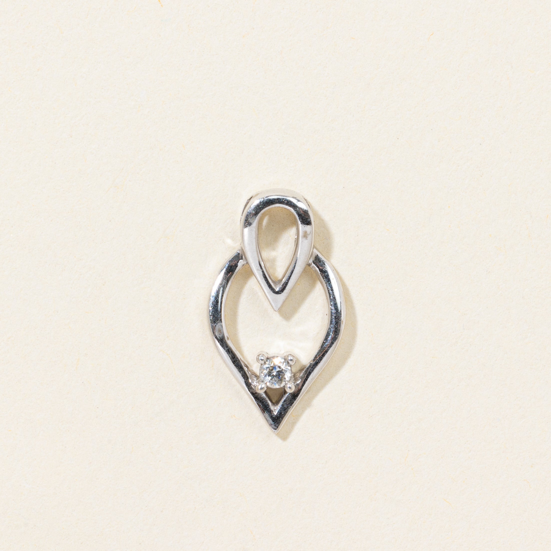 14k Diamond Open Pear Shaped Pendant