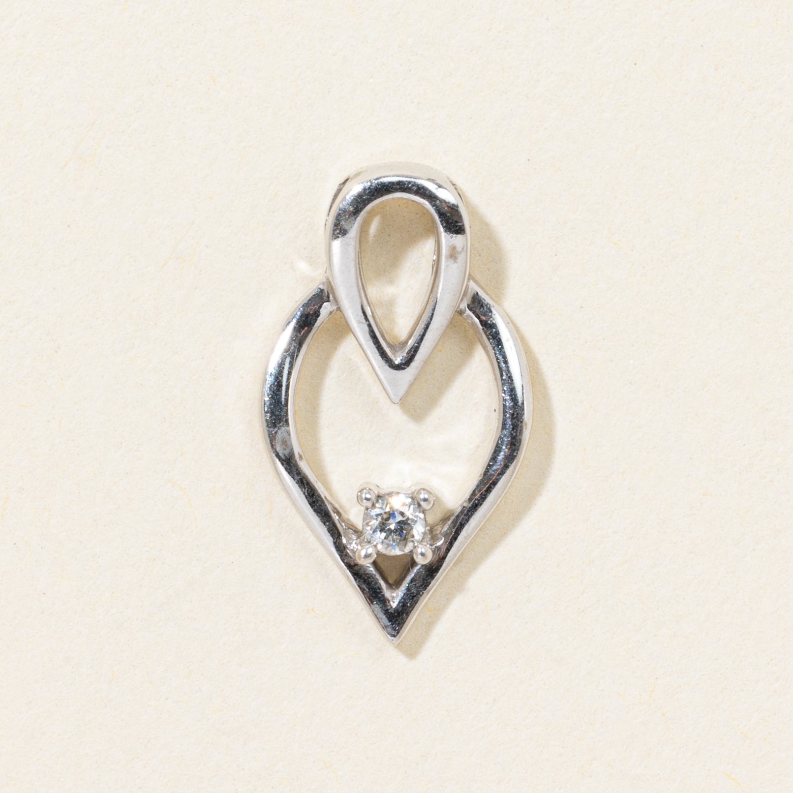 14k Diamond Open Pear Shaped Pendant