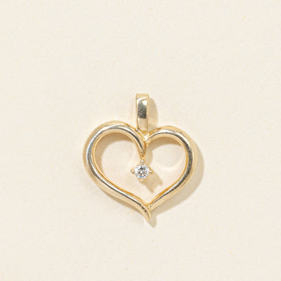 10k Diamond Open Heart Pendant