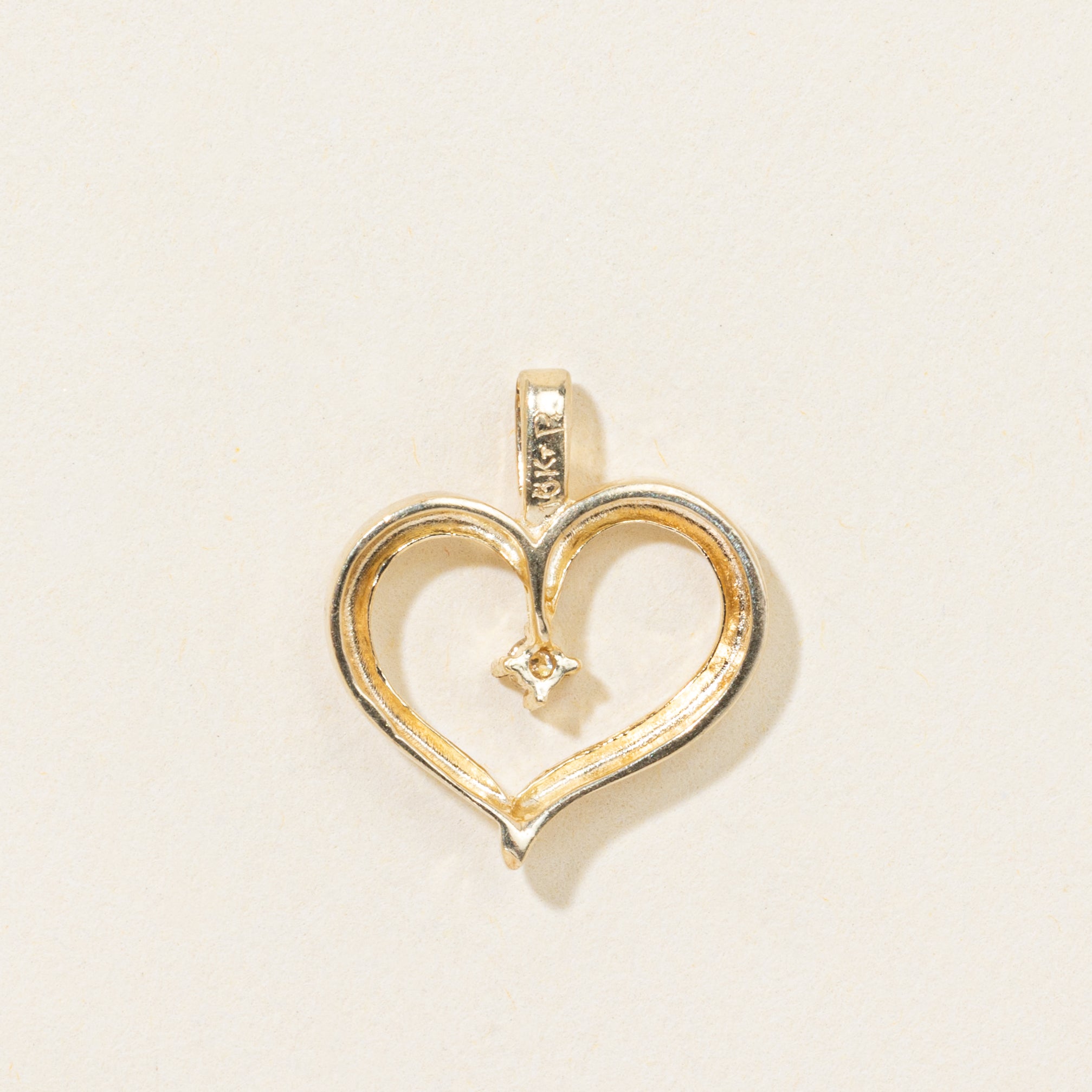 10k Diamond Open Heart Pendant