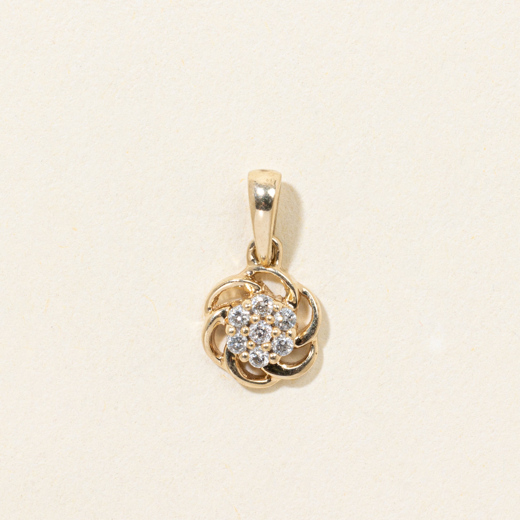 10k Diamond Cluster Scalloped Charm