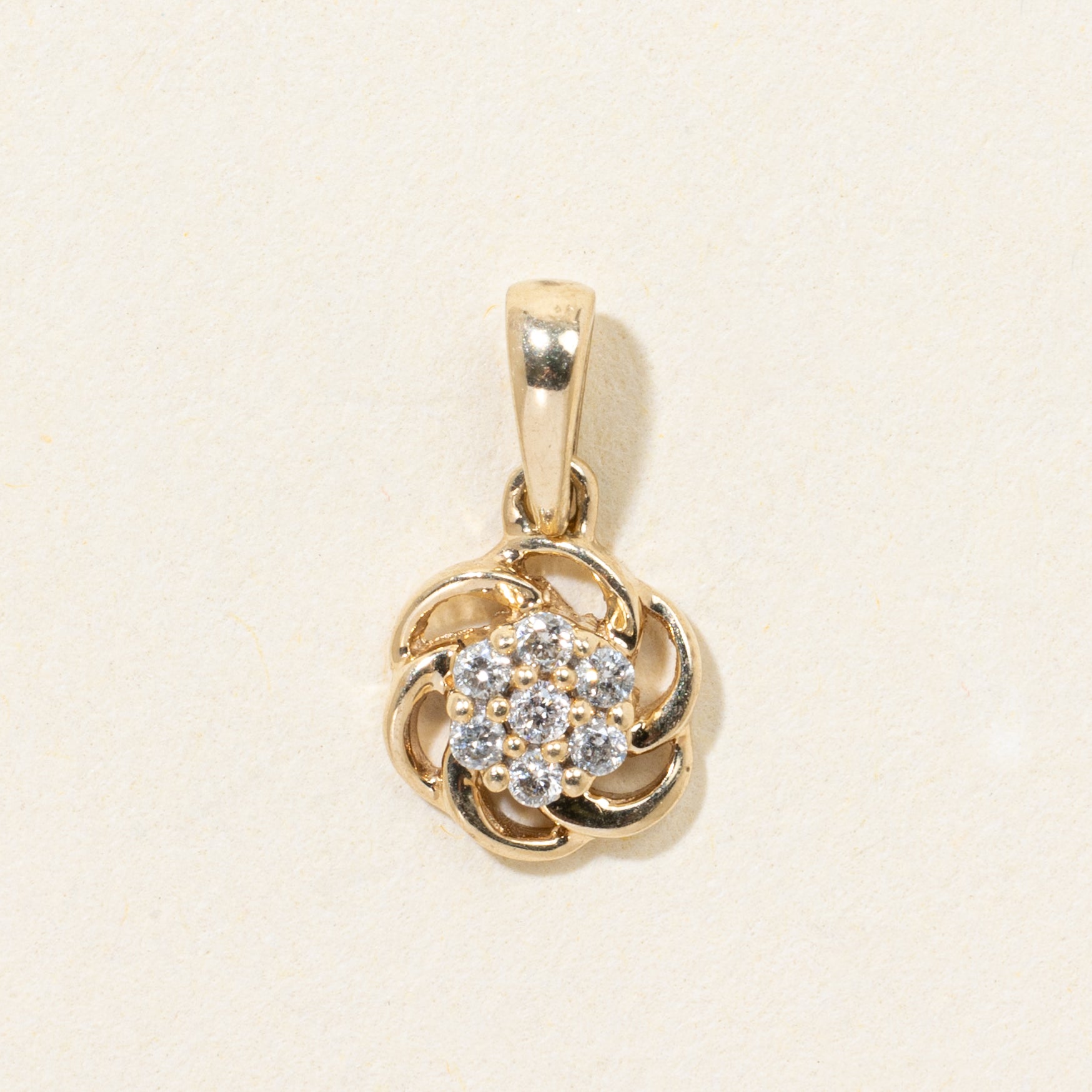 10k Diamond Cluster Scalloped Charm