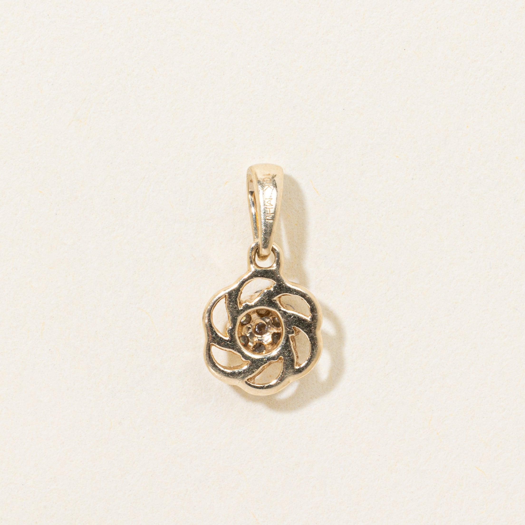 10k Diamond Cluster Scalloped Charm