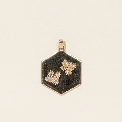 14k Diamond Constellation Hexagon Charm