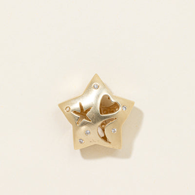14k Diamond Puffed Star Pendant