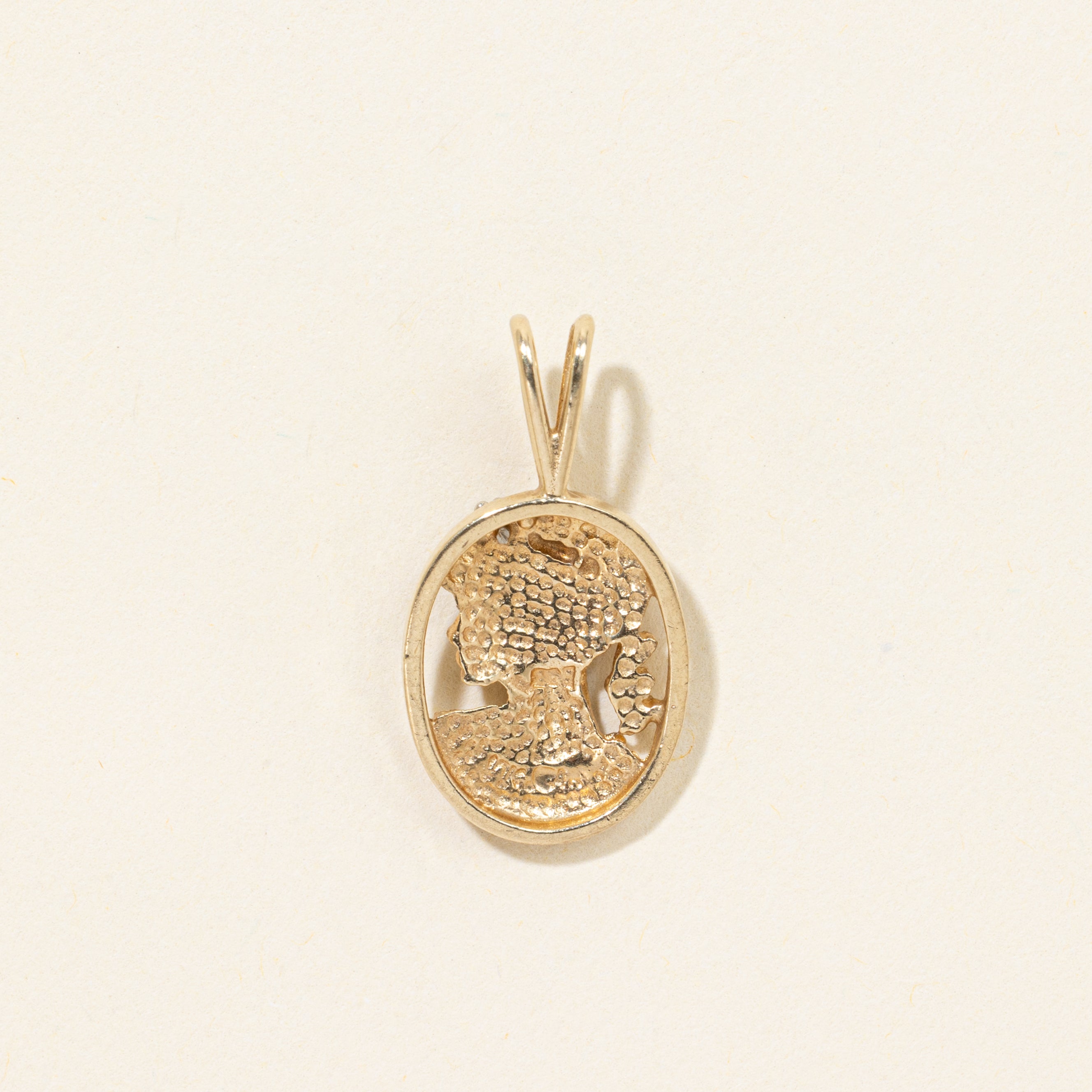 10k Diamond Woman Portrait Pendant