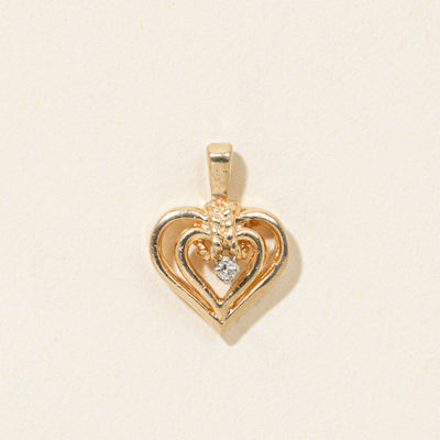 14k Diamond Open Heart Pendant