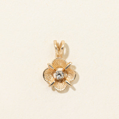 14k Diamond Textured Cloverleaf Pendant