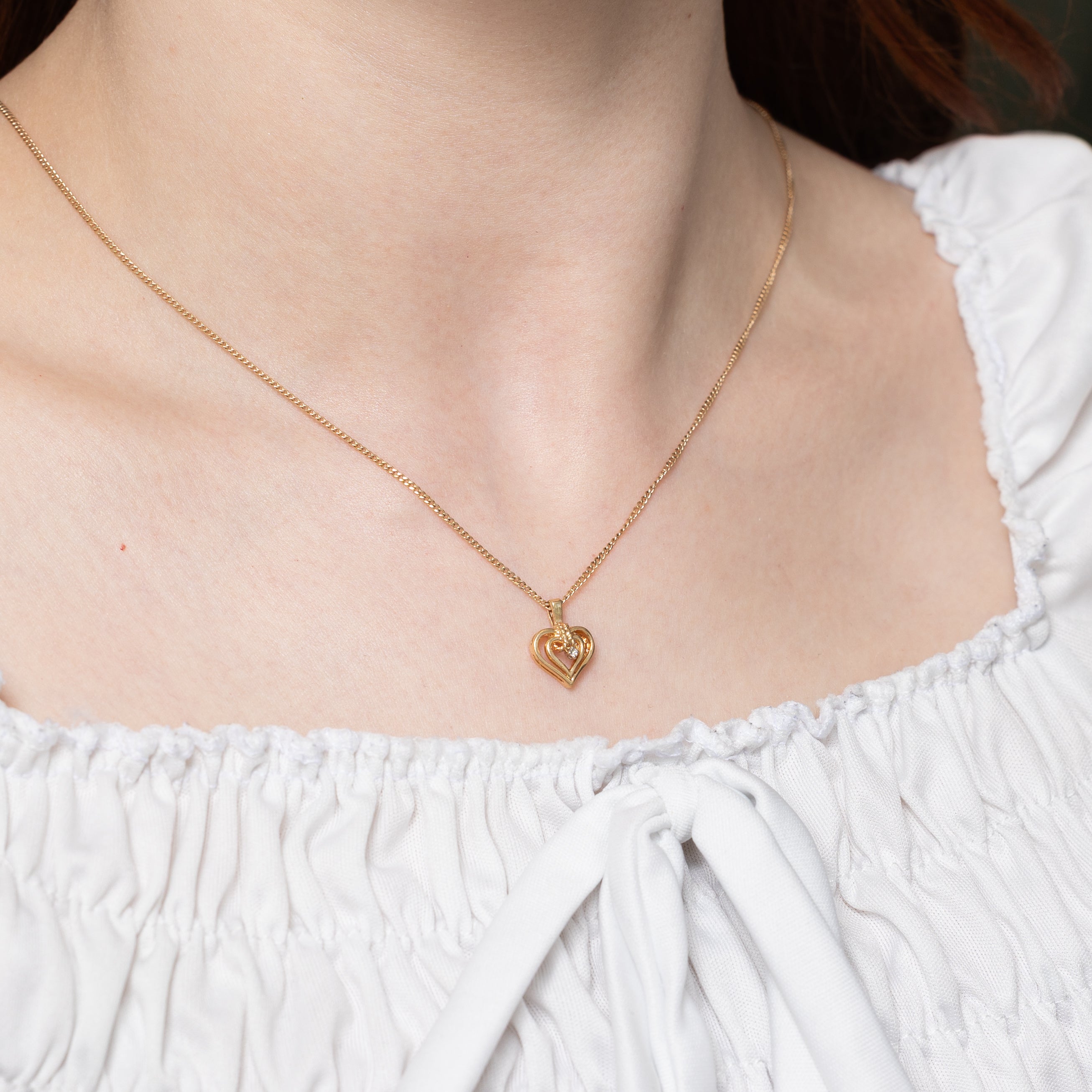 14k Diamond Open Heart Pendant