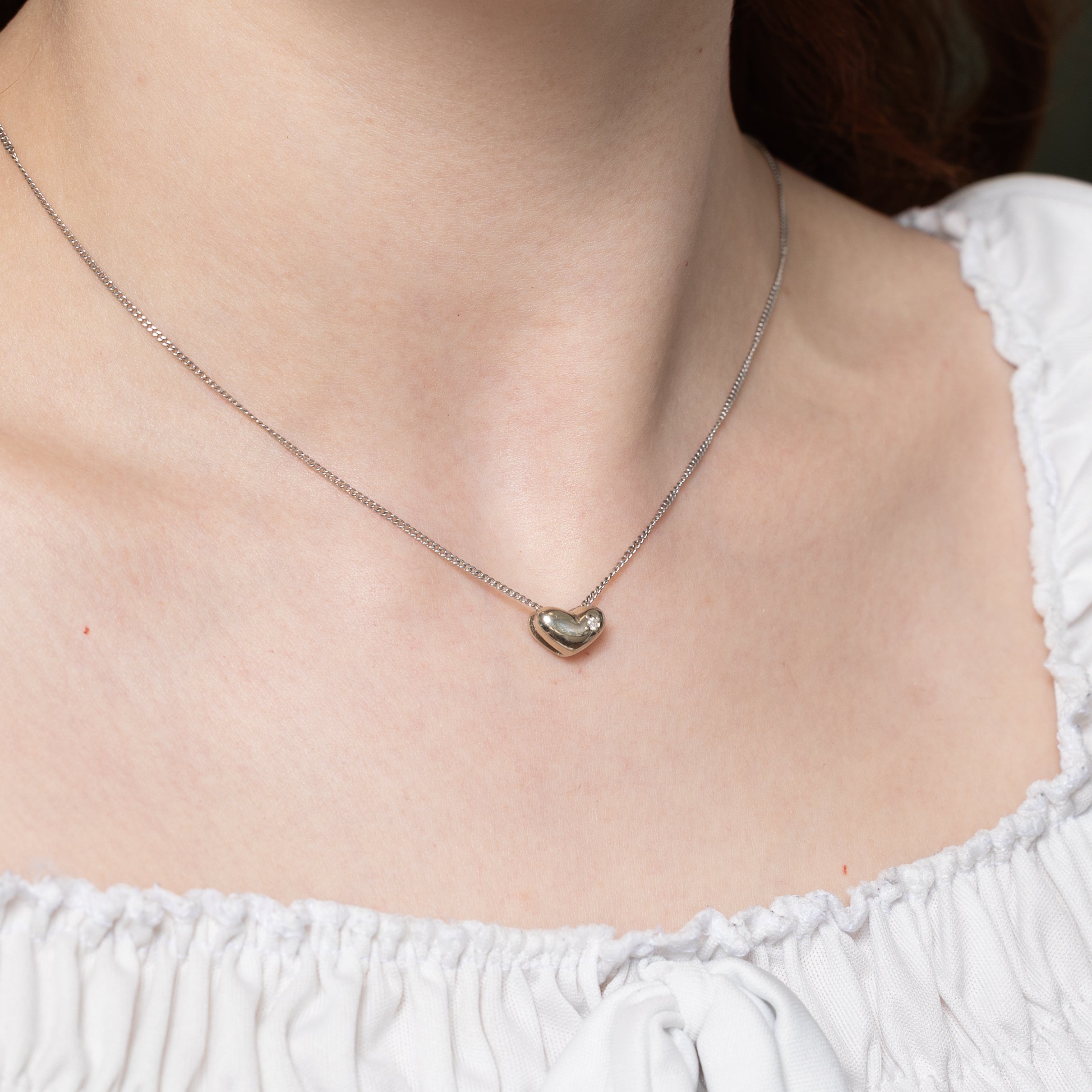 14k Diamond Puffed Heart Pendant