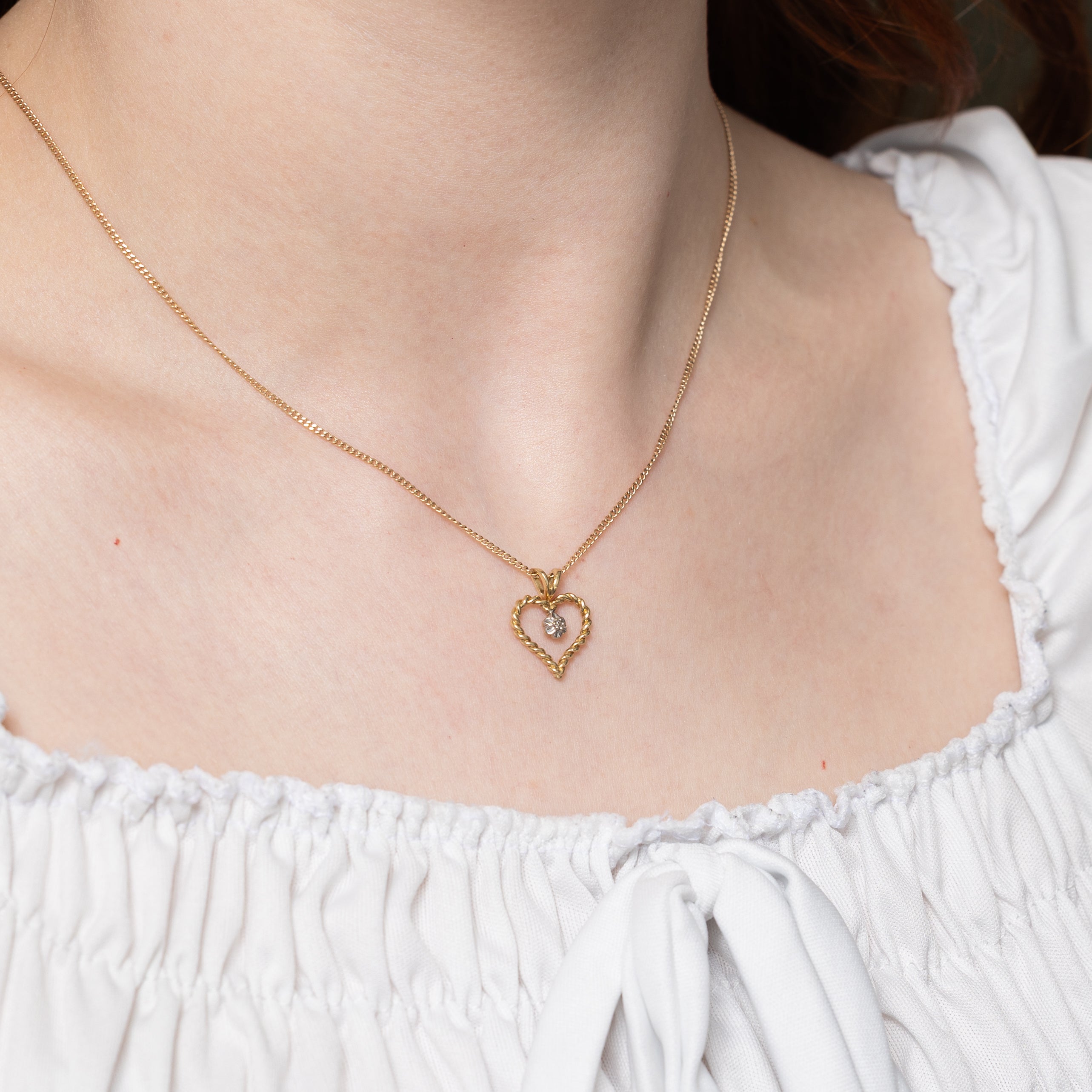 10k Diamond Rope Heart Pendant