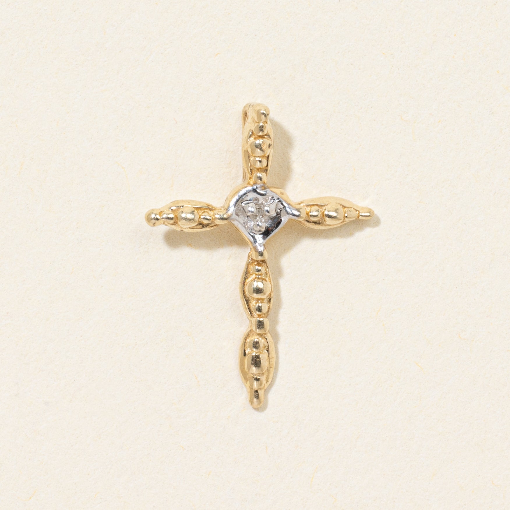 10k Diamond Textured Cross Pendant