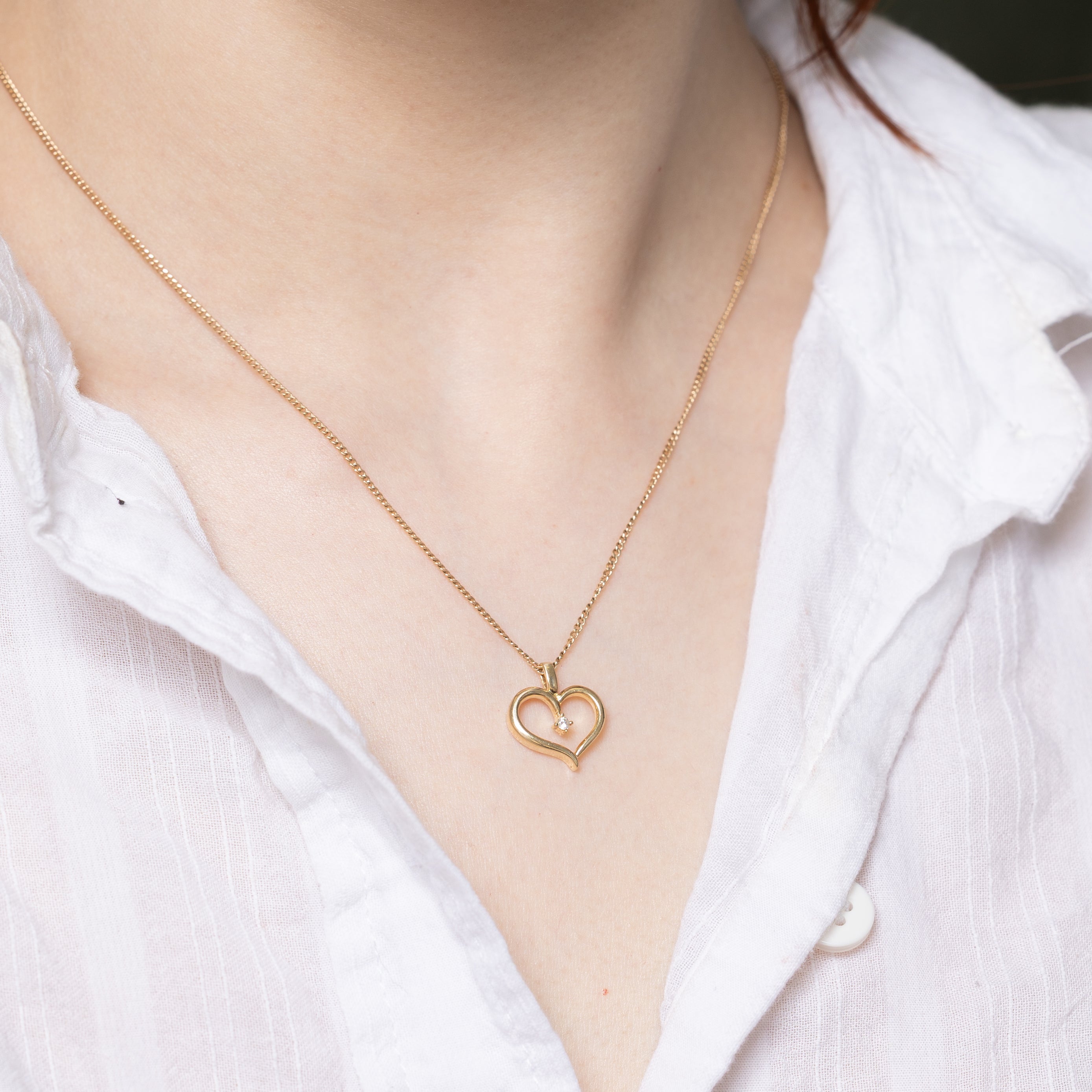 10k Diamond Open Heart Pendant