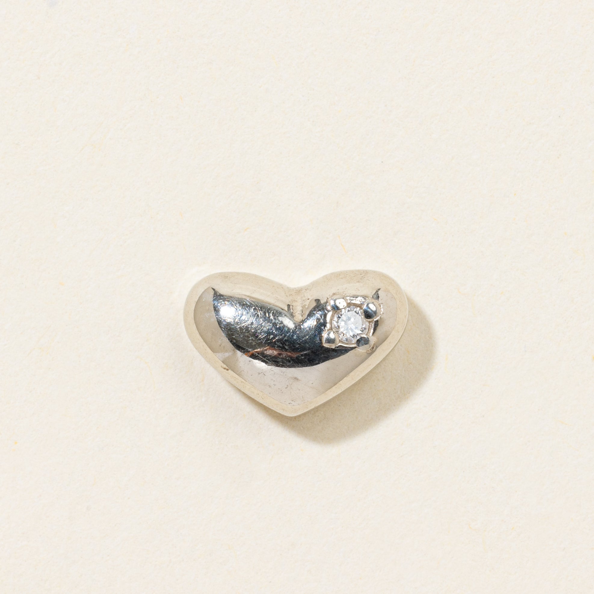 14k Diamond Puffed Heart Pendant