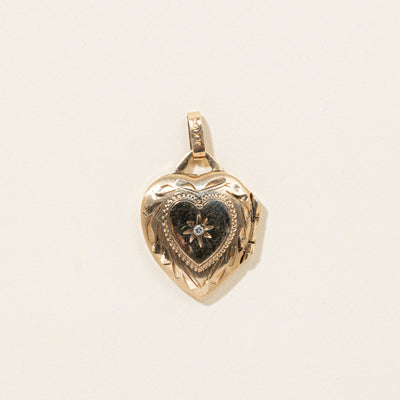10k Diamond Engraved Heart Locket