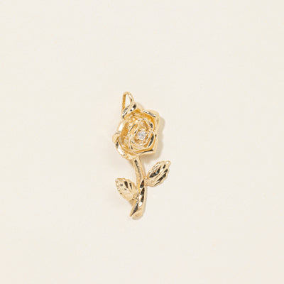 14k Diamond Rose Pendant