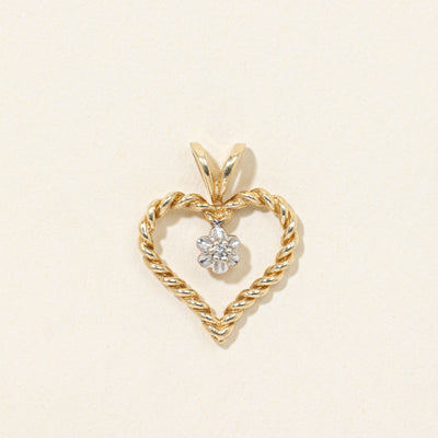 10k Diamond Rope Heart Pendant