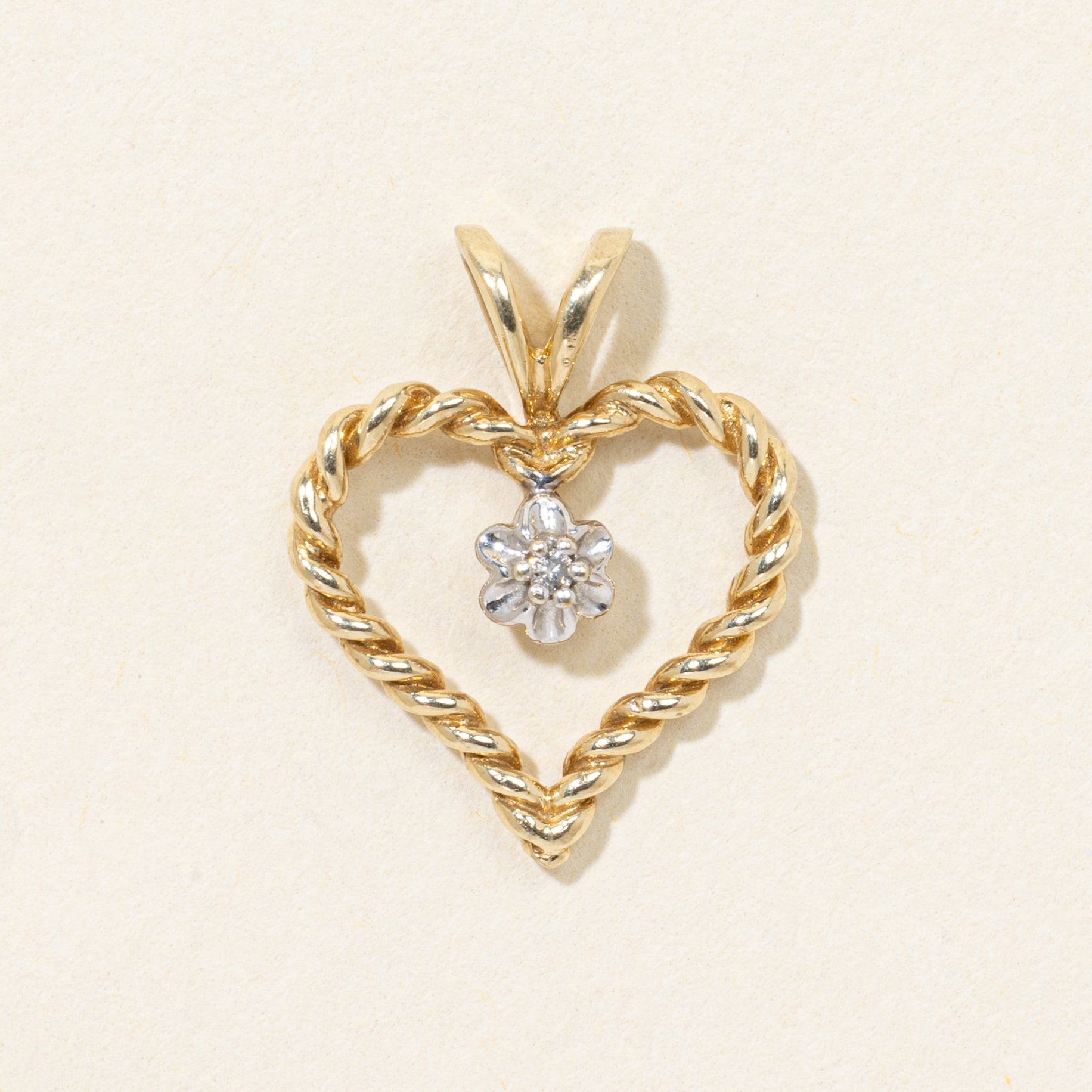 10k Diamond Rope Heart Pendant