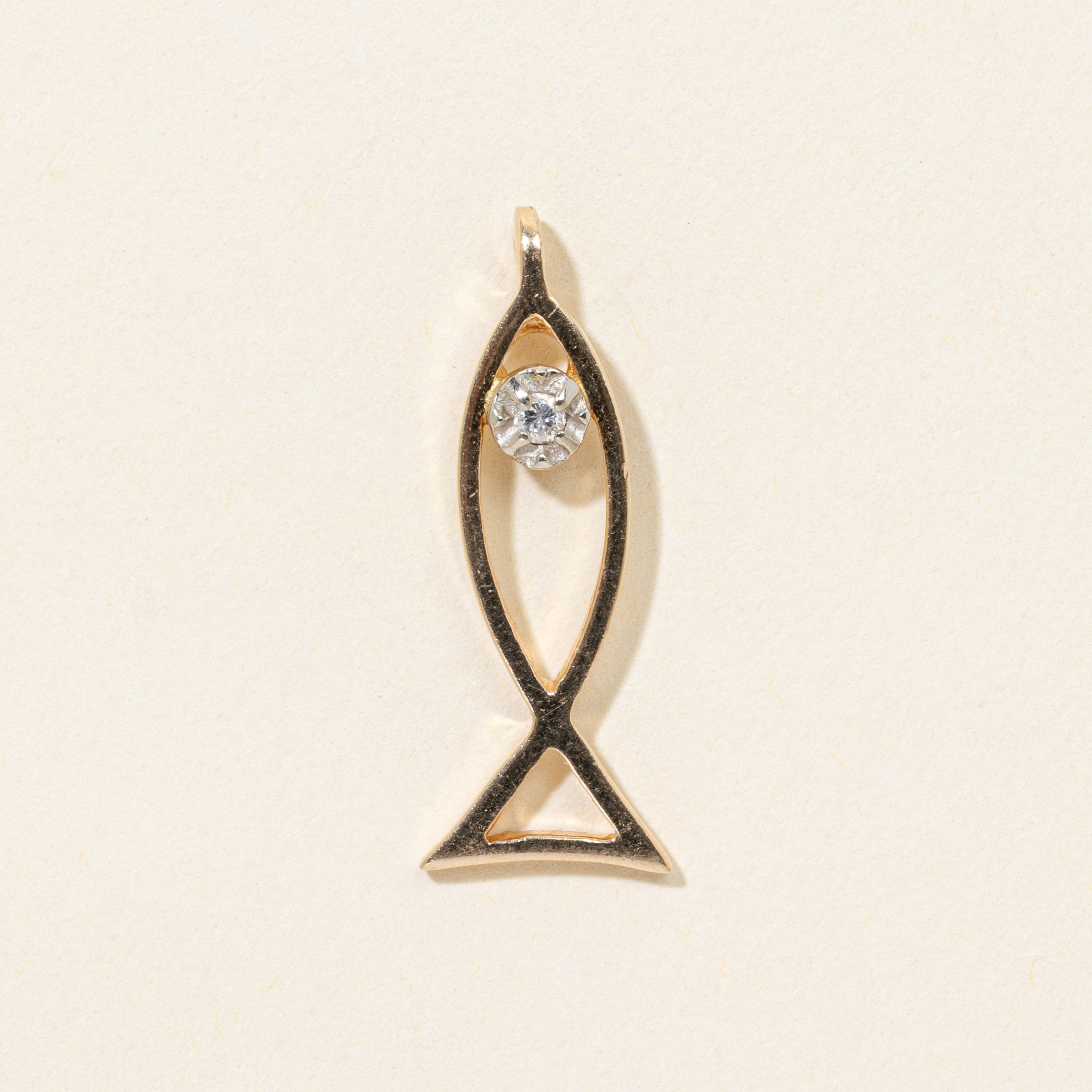 10k Diamond Monoline Fish Pendant