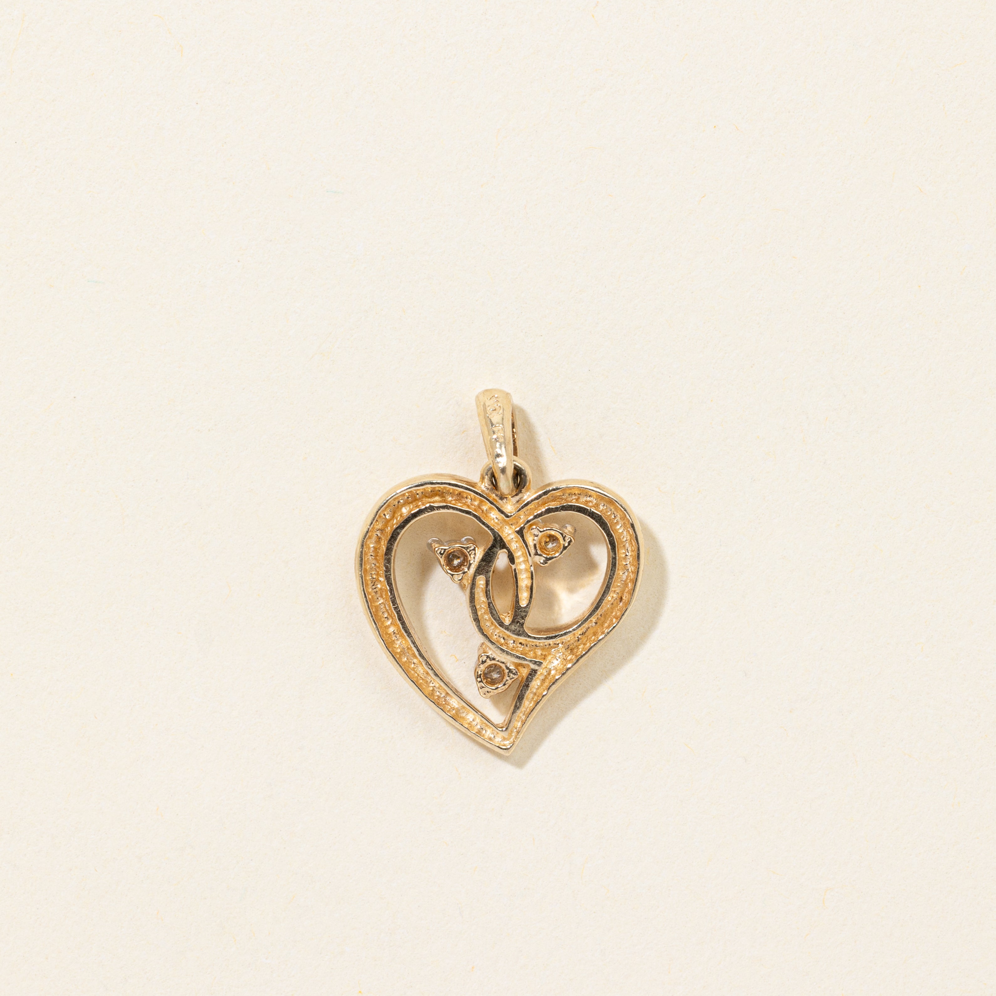 10k Diamond Swirl Heart Charm