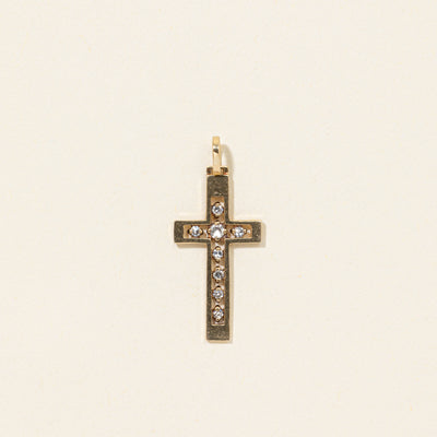 14k Channel Set Diamond Cross Charm