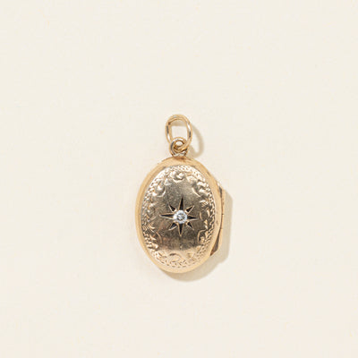 10k Star Set Diamond Engraved Locket