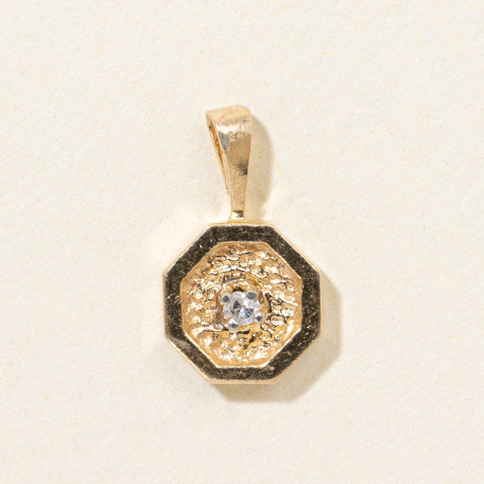 10k Diamond Textured Octagonal Pendant
