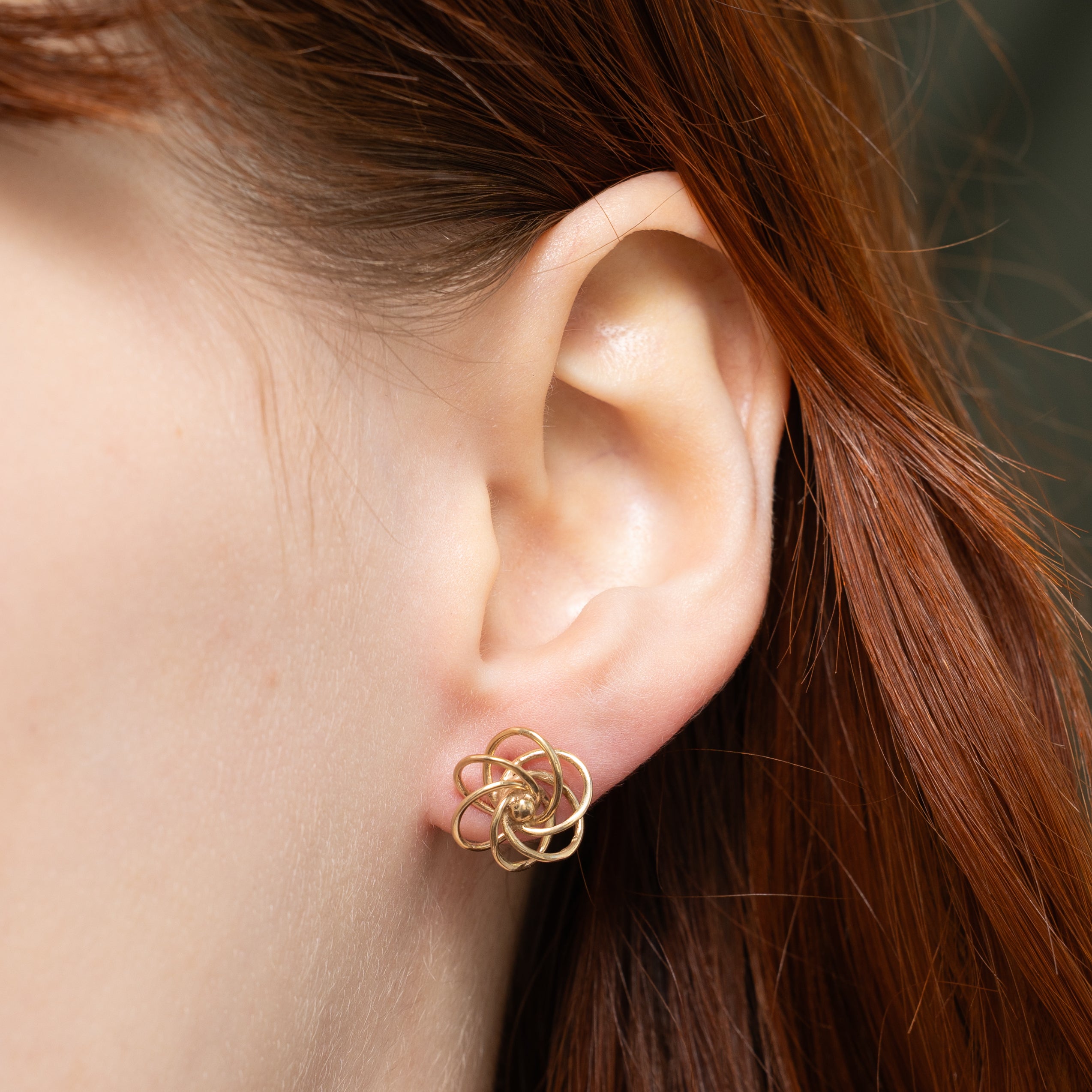 10k Yellow Gold Swirl Knot Stud Earrings
