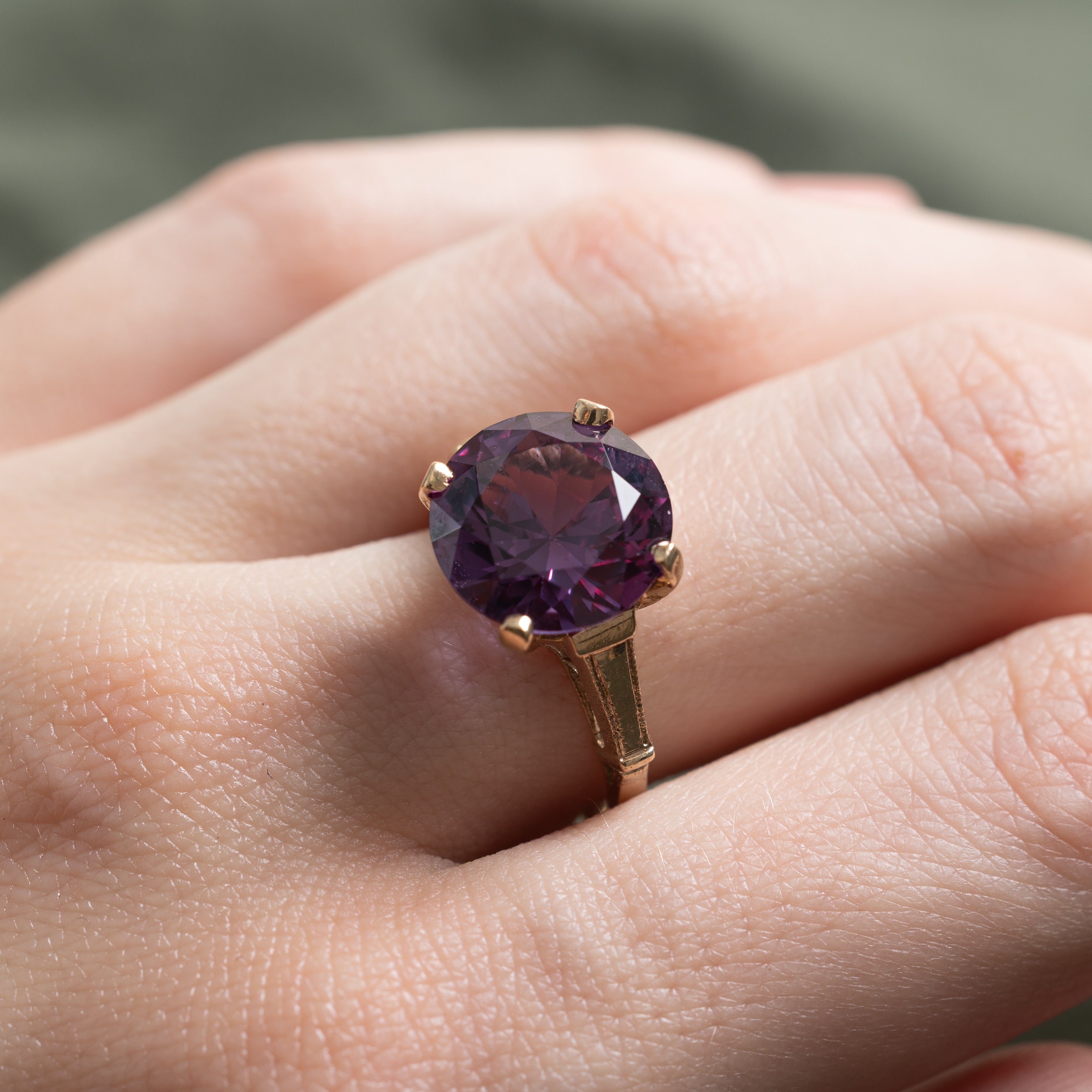 Basket Set Synthetic Purple Sapphire Cocktail Ring | 6.98ct | SZ 6.5