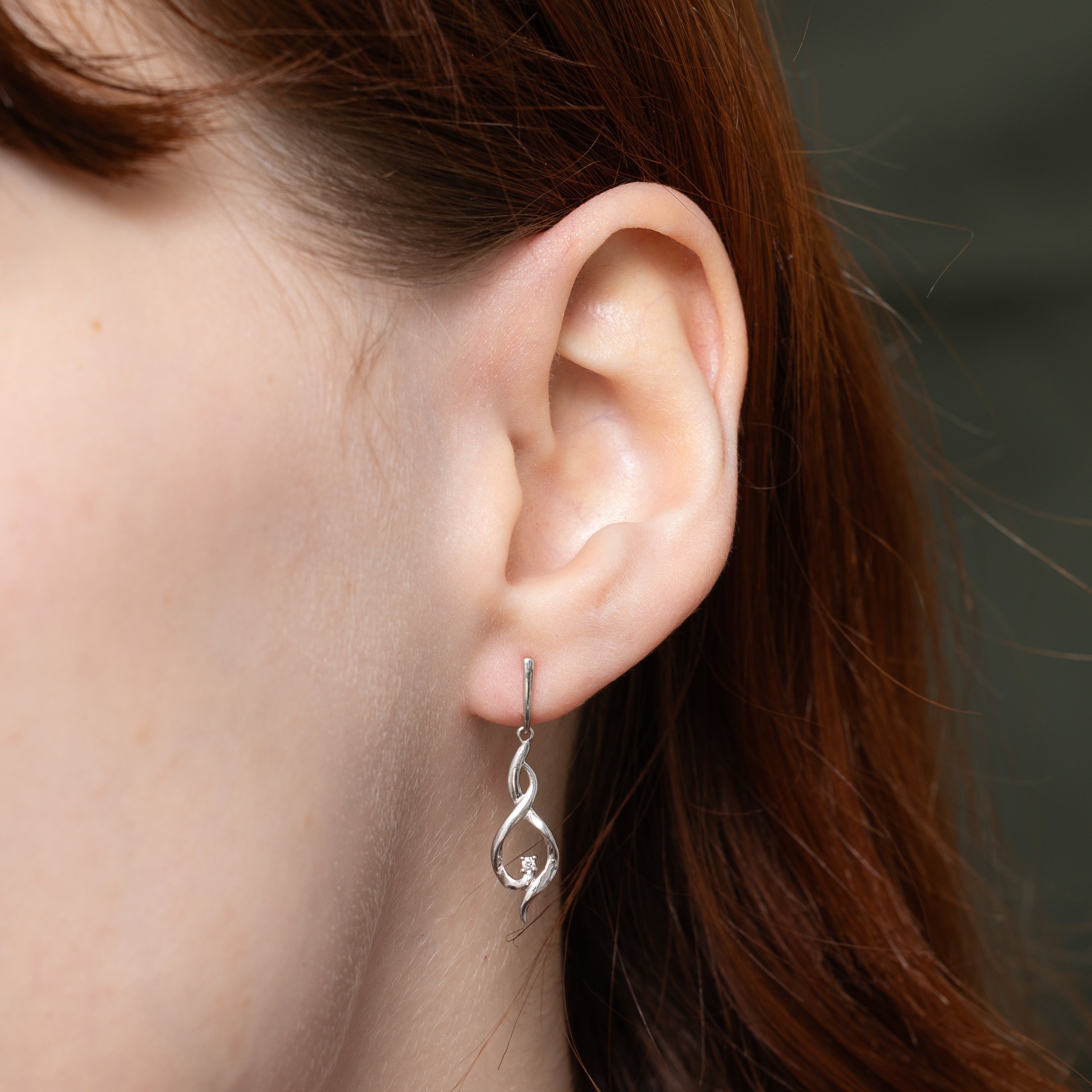 14k Diamond Twisted Drop Earrings