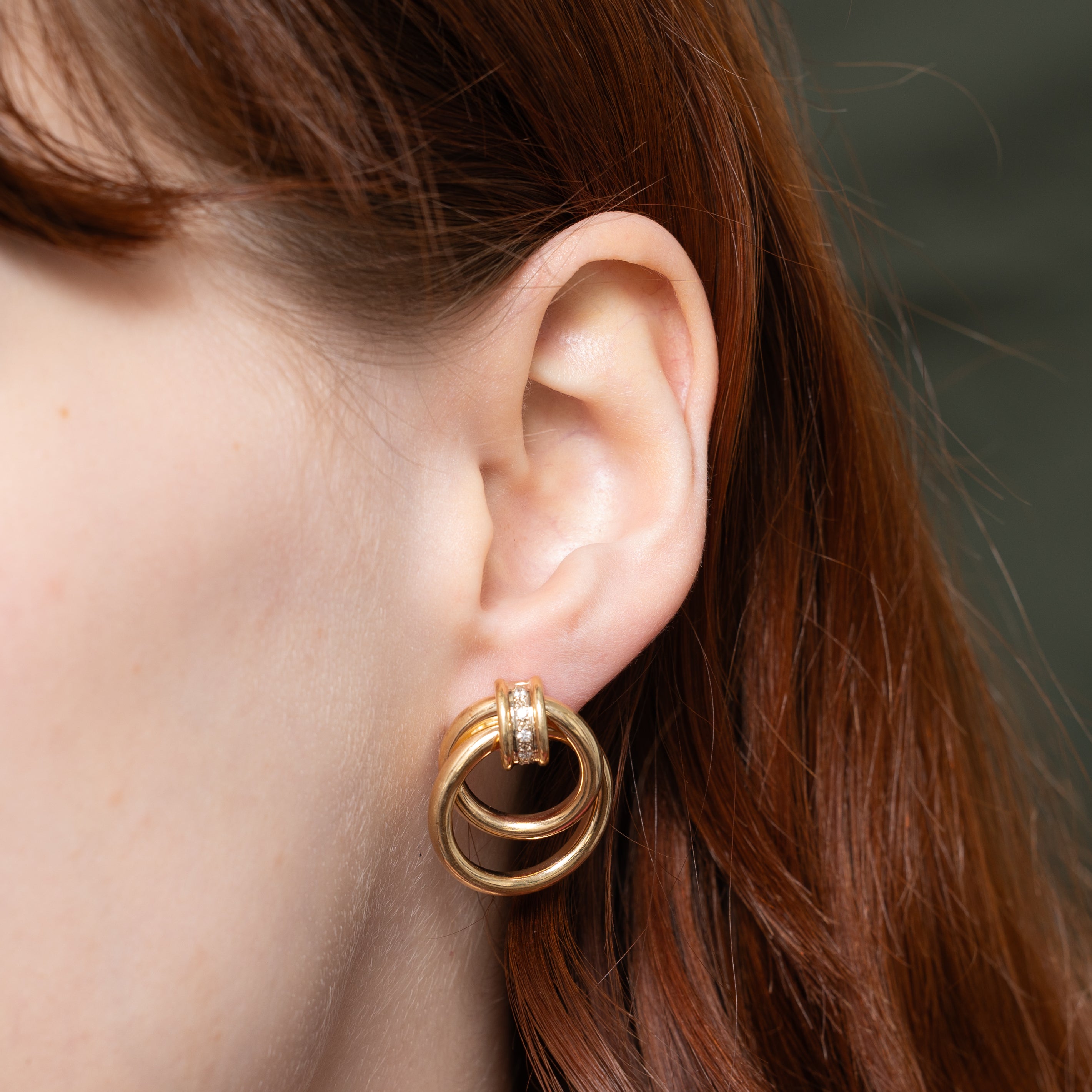 14k Diamond Door Knocker Earrings