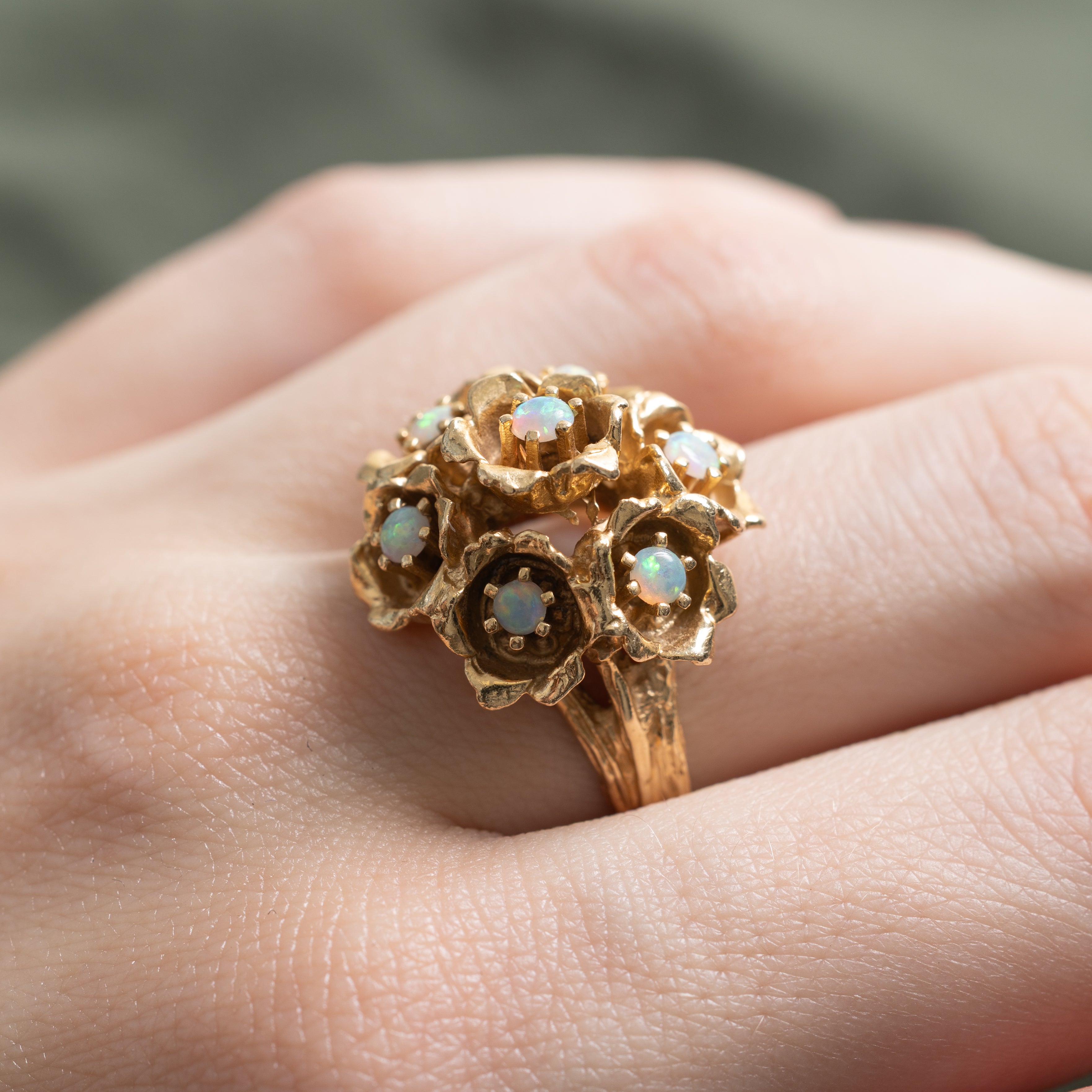 Scattered Opal Flower Cocktail Ring | 0.40ctw | SZ 7.25