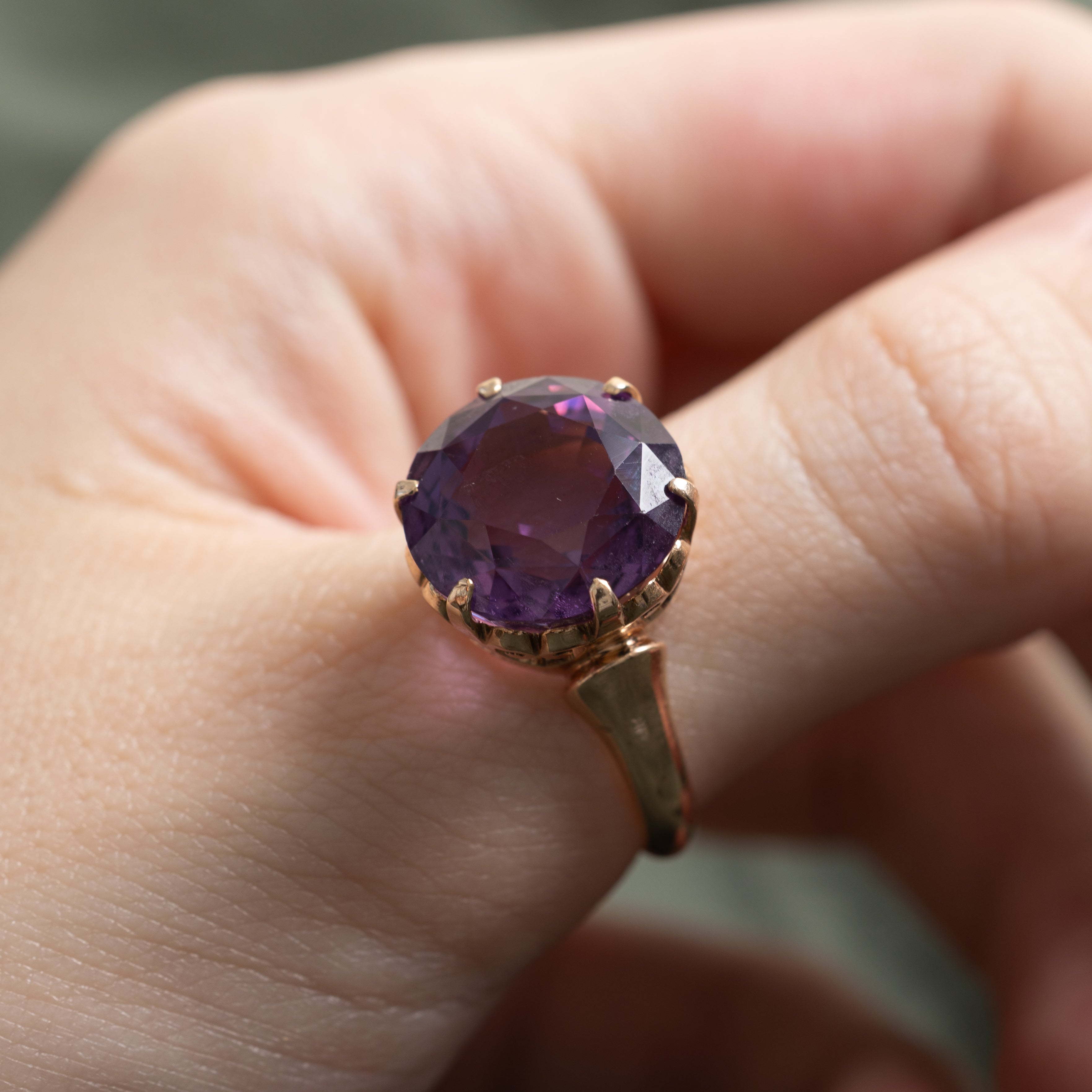 Round Cut Amethyst Cocktail Ring | 9.48ct | SZ 8.5