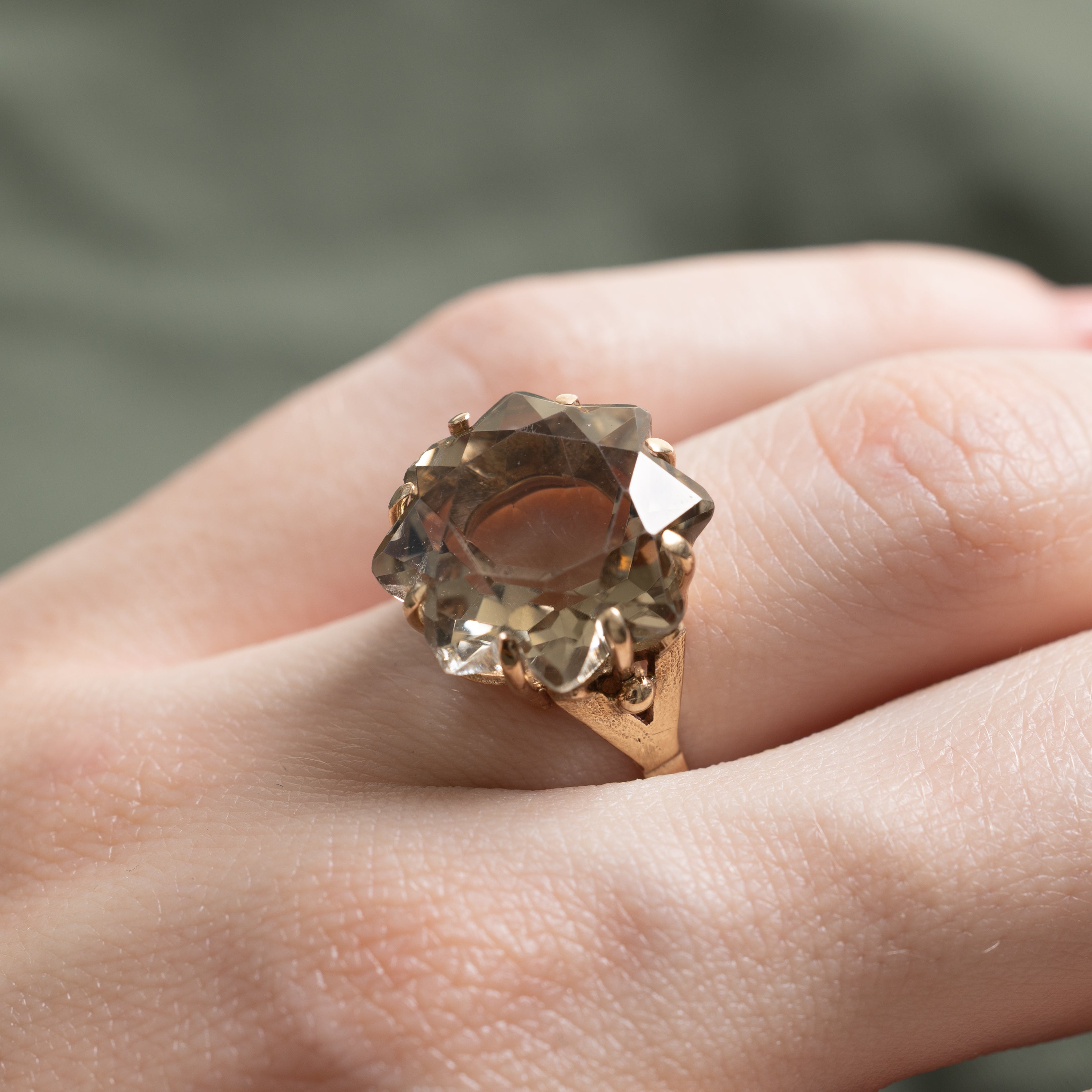 Smoky Quartz Floral Cocktail Ring | 9.54ct | SZ 5.75