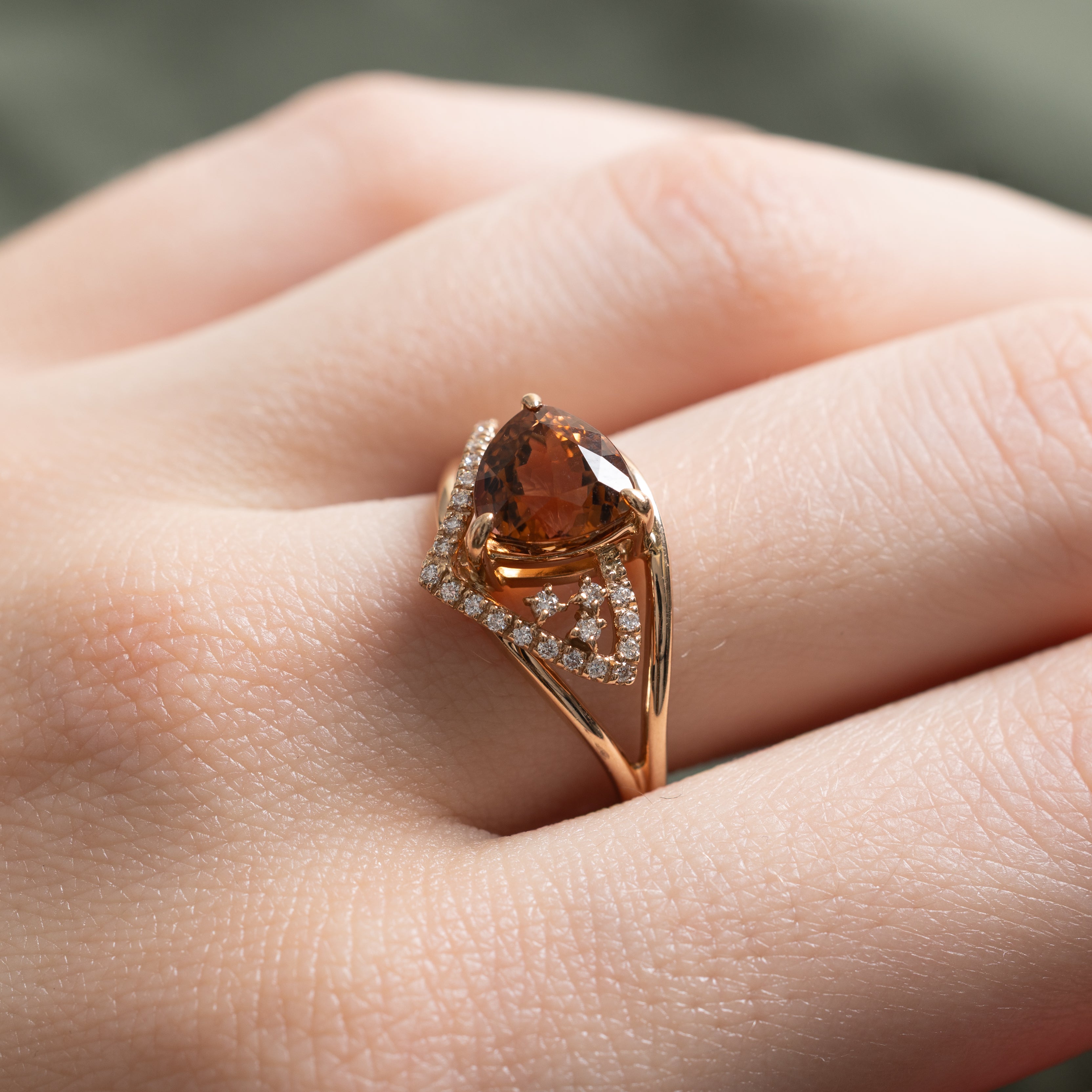 Trillion Cut Imperial Topaz & Diamond Cocktail Ring | 1.70ct, 0.05ctw | SZ 7