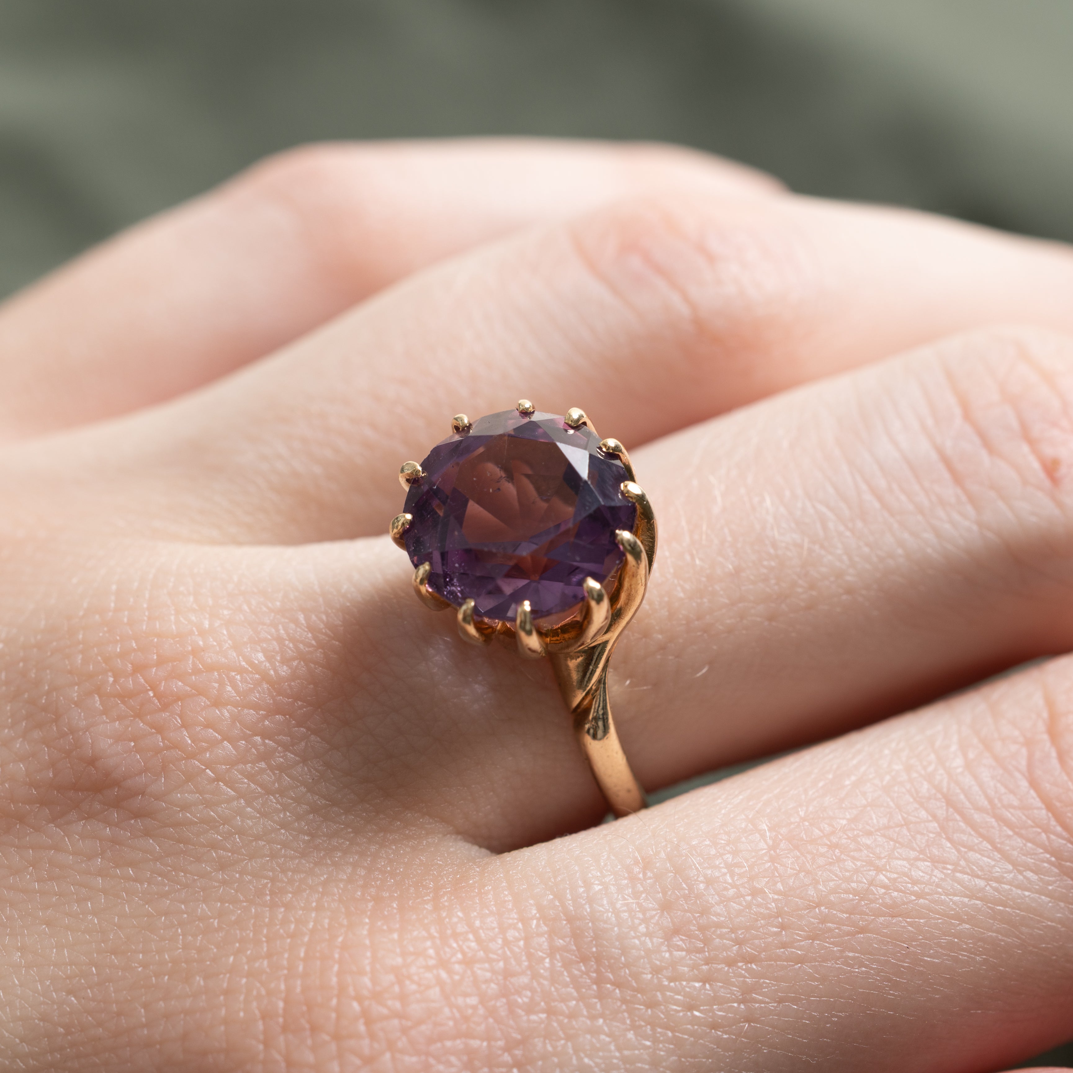 Round Cut Amethyst Cocktail Ring | 5.12ct | SZ 5.75