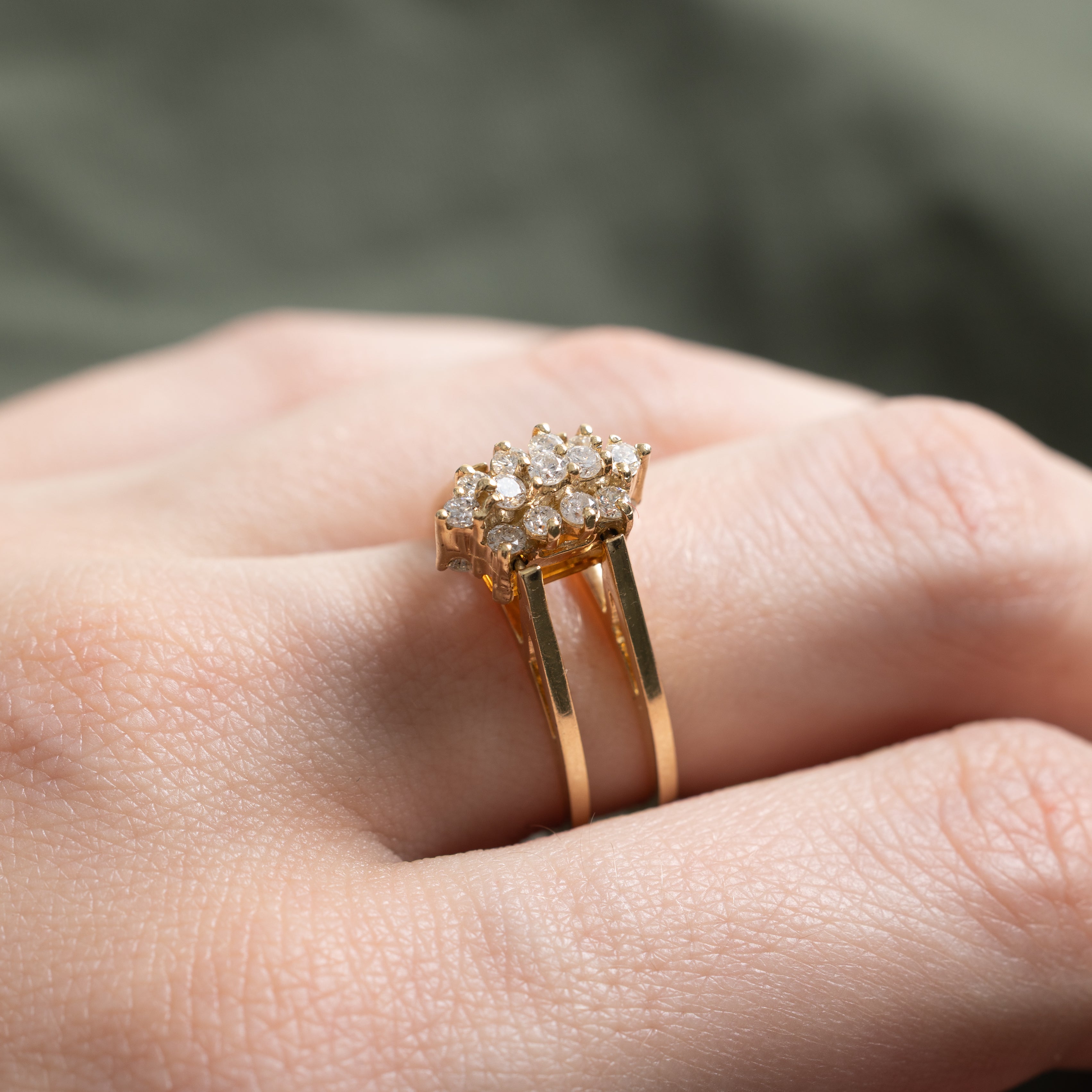 Citrine & Diamond Cluster Flipable Ring | 0.61ct, 0.37ctw | SZ 6