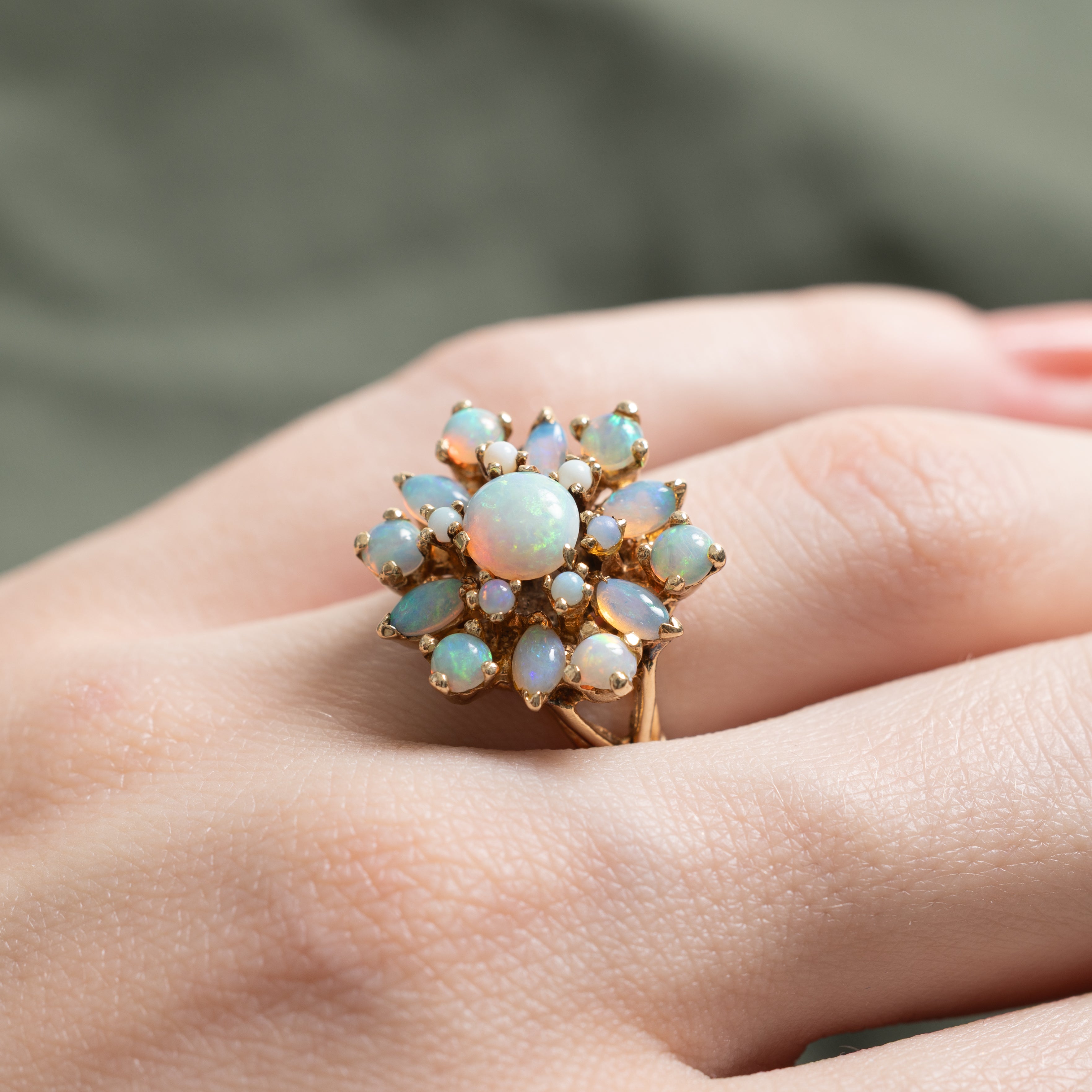 Opal Petal Cluster Cocktail Ring | 1.60ctw | SZ 6