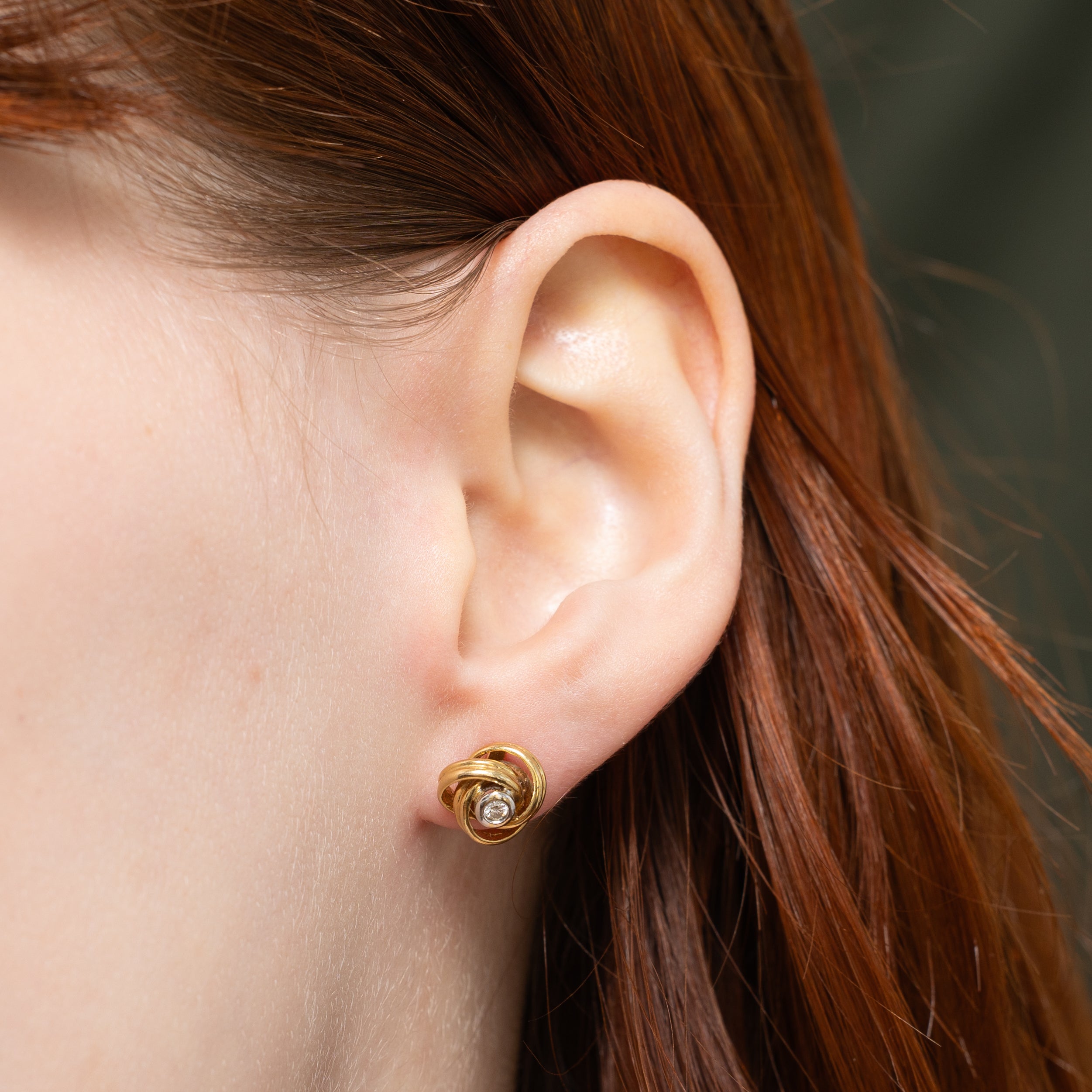 18k Diamond Knot Stud Earrings