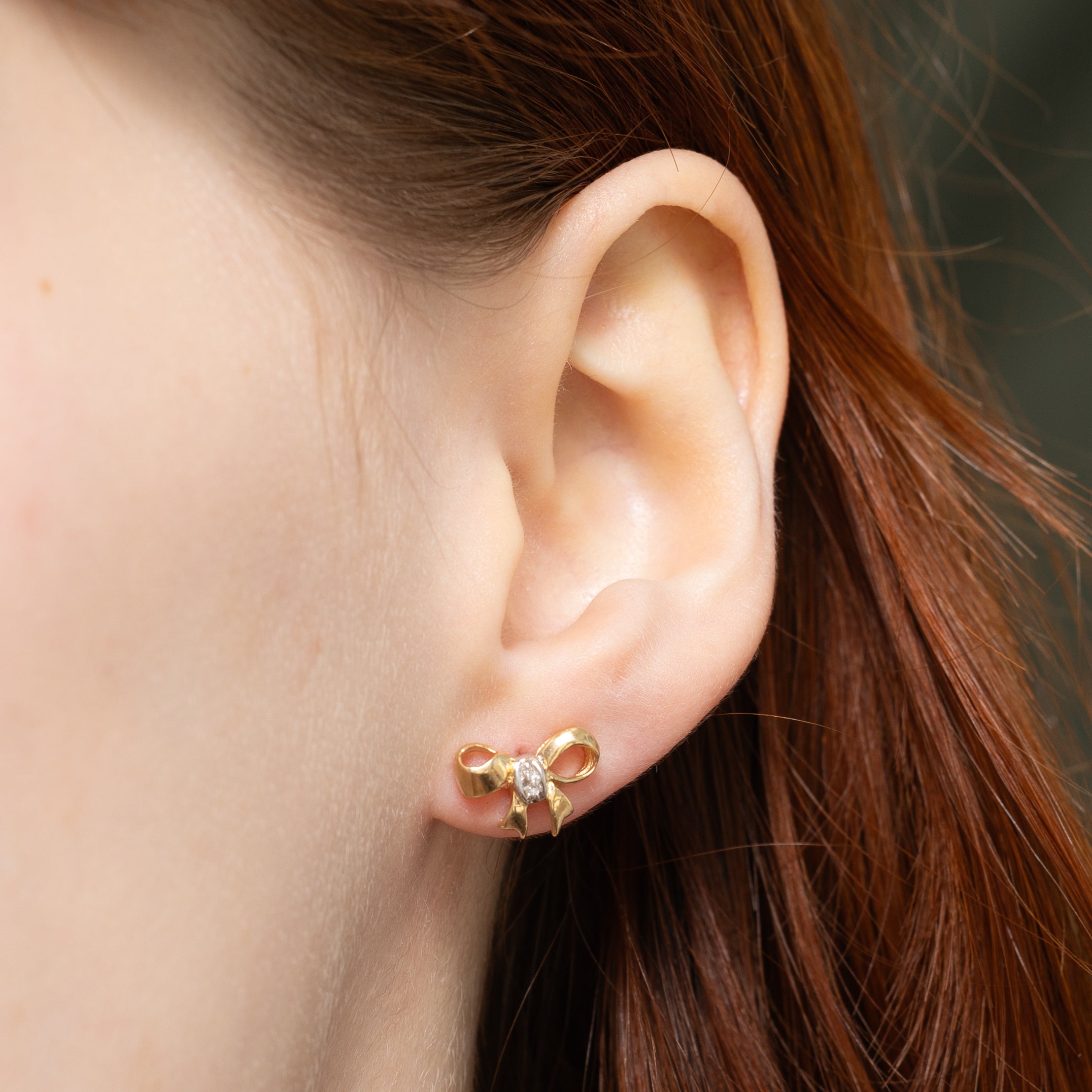 10k Diamond Bow Stud Earrings