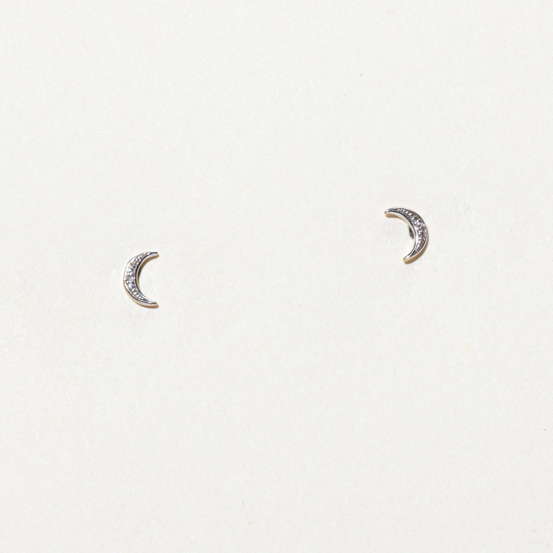 10k Diamond Crescent Moon Stud Earrings