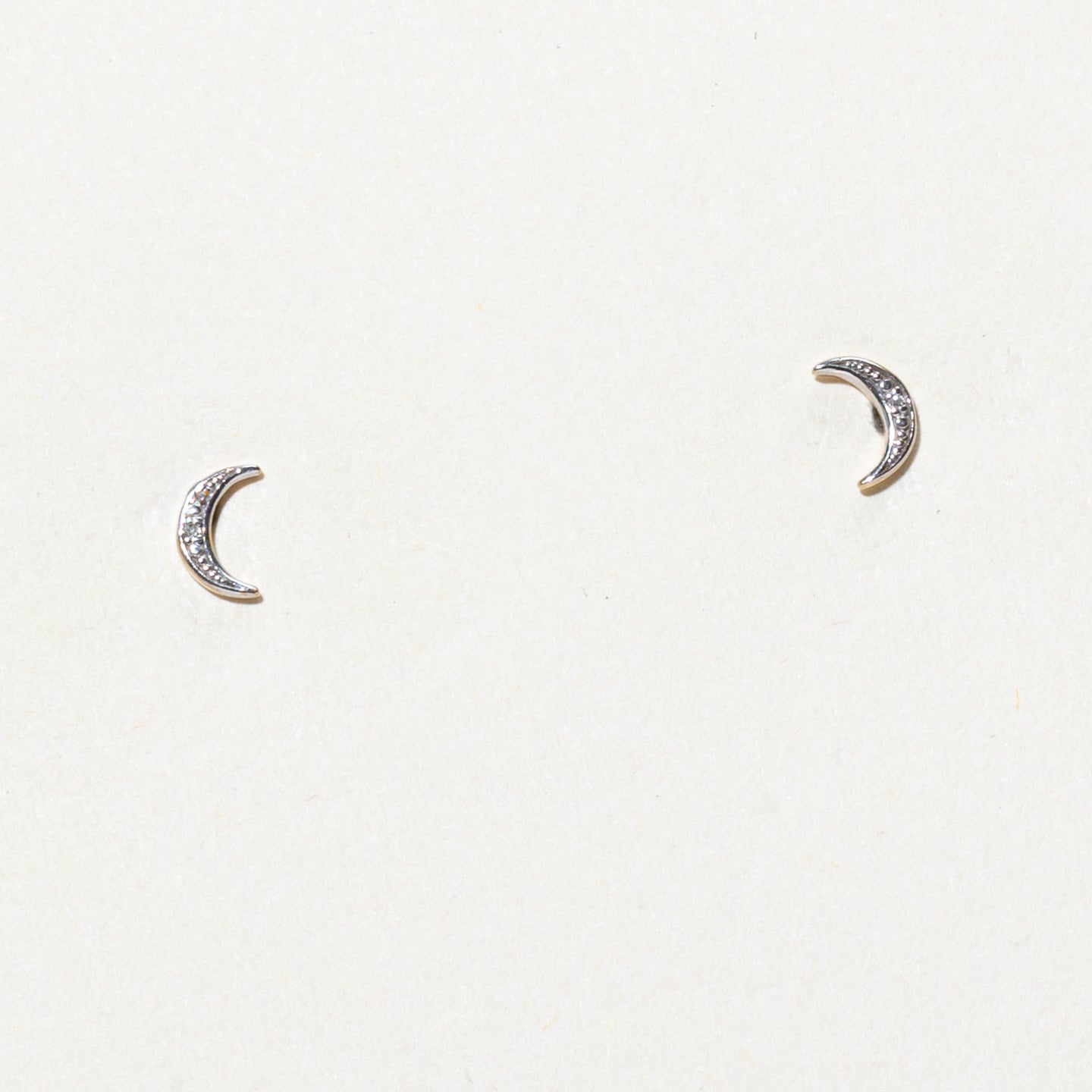 10k Diamond Crescent Moon Stud Earrings