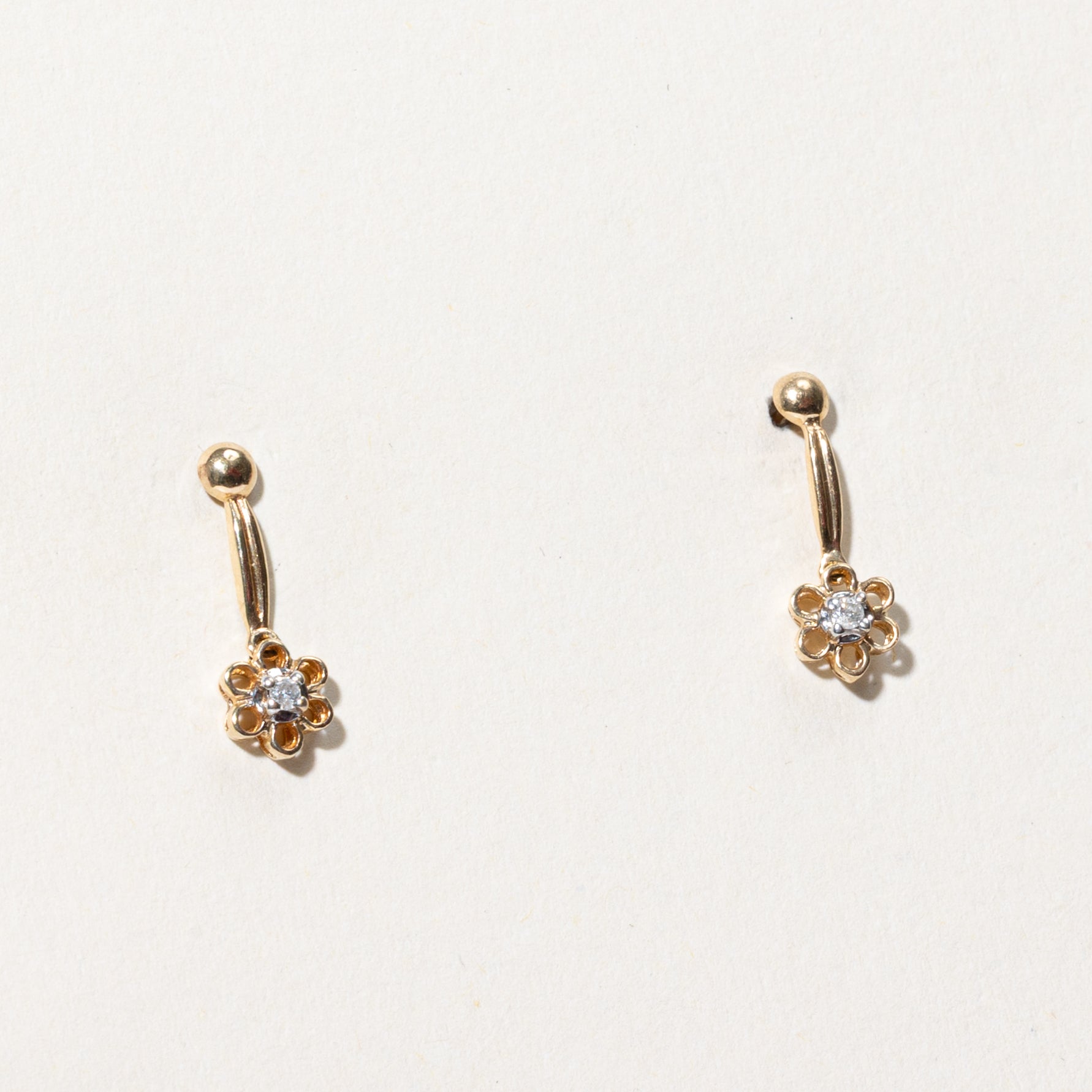 10k Diamond Flower Drop Earrings