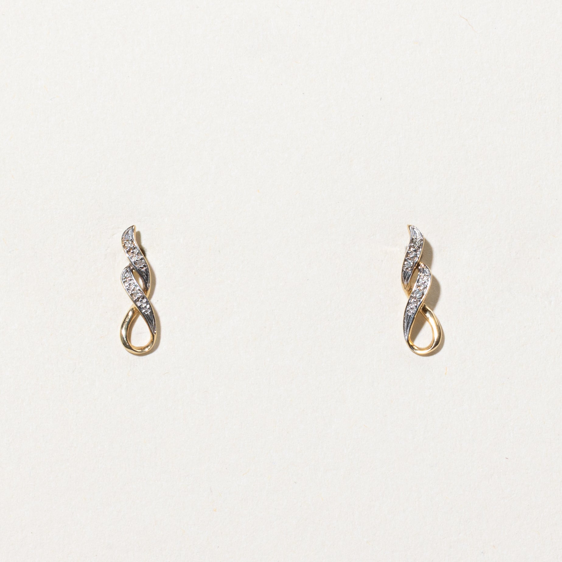 10k Diamond Cross Over Stud Earrings