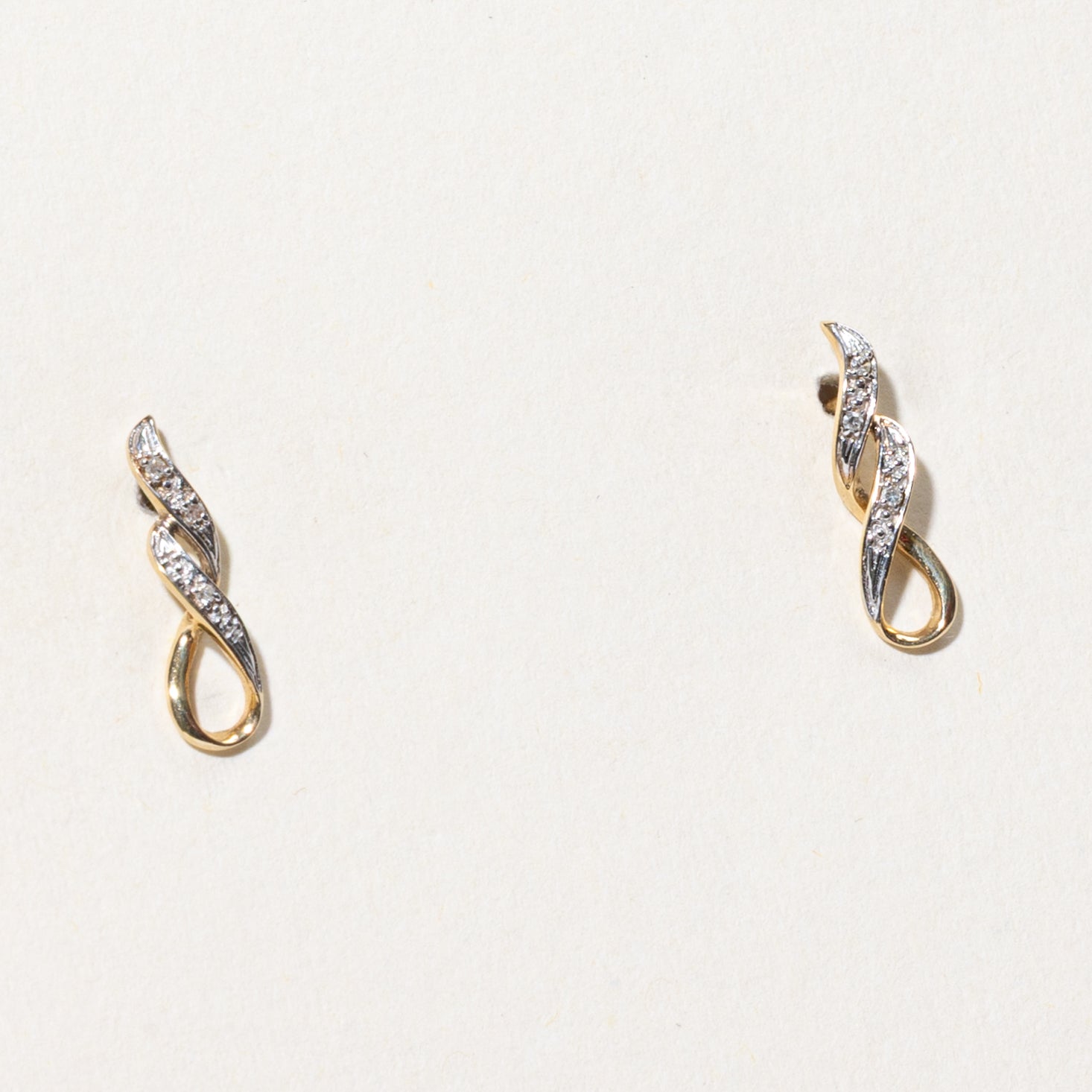 10k Diamond Cross Over Stud Earrings