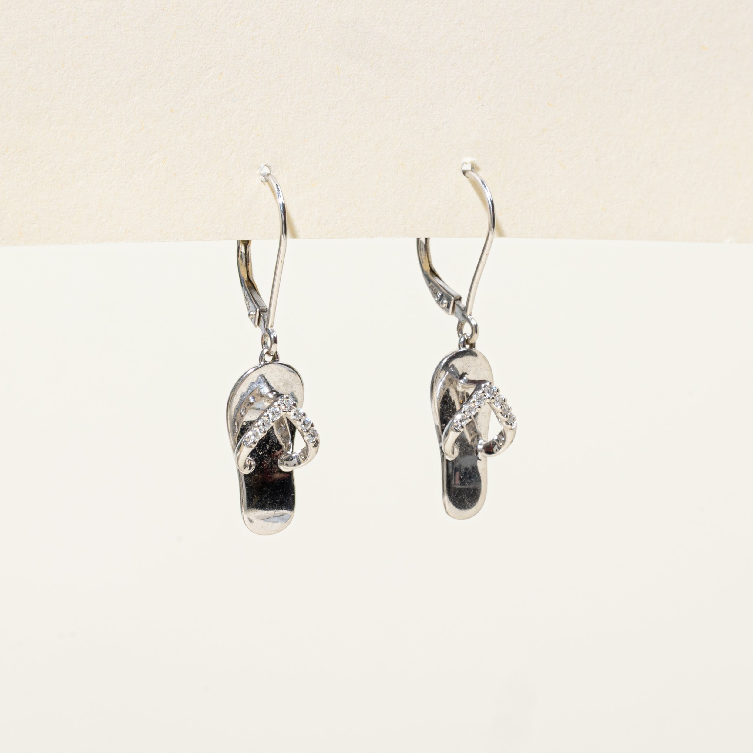 14k Diamond Flip Flop Drop Earrings