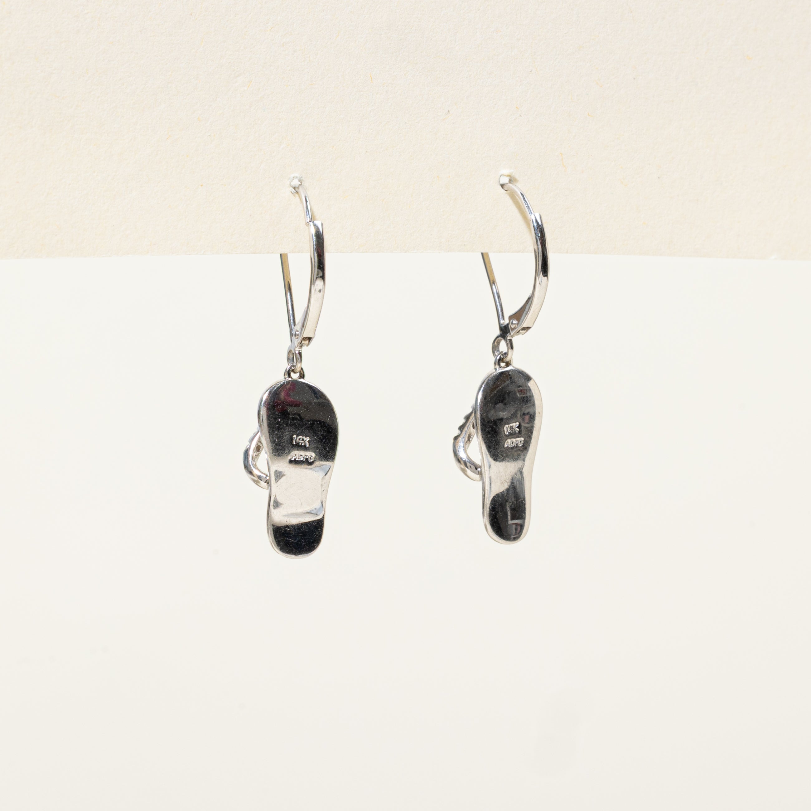 14k Diamond Flip Flop Drop Earrings